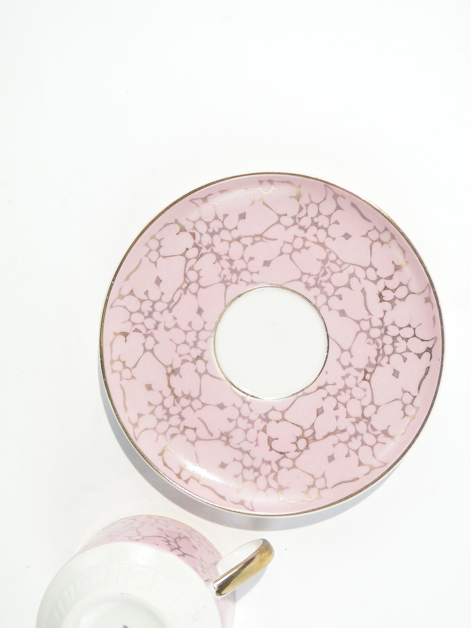 Cup Ada, pink, gold-plated porcelain, by W. Potacki, Ćmielów, Poland, 1960s. - 346024
