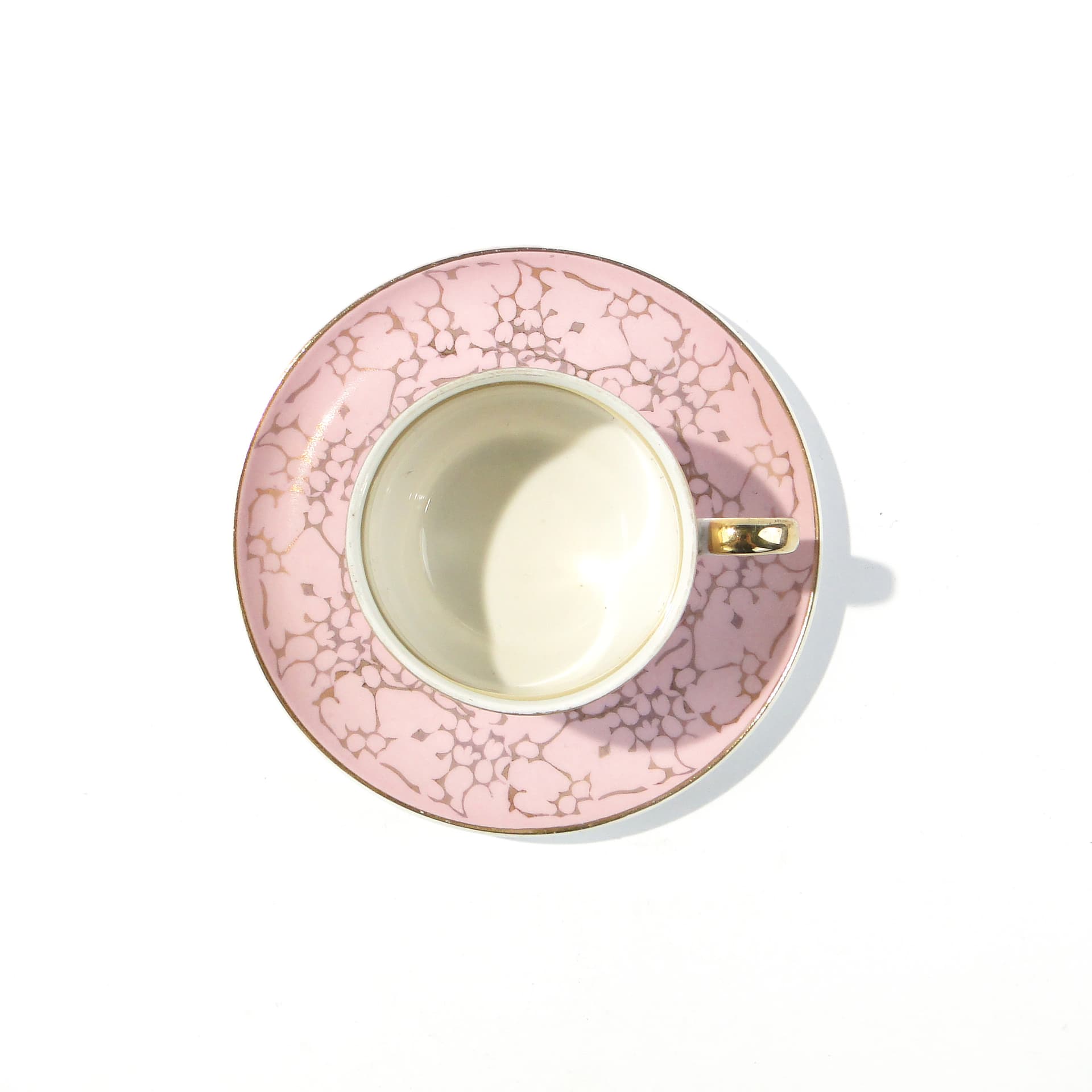 Cup Ada, pink, gold-plated porcelain, by W. Potacki, Ćmielów, Poland, 1960s. - 346022