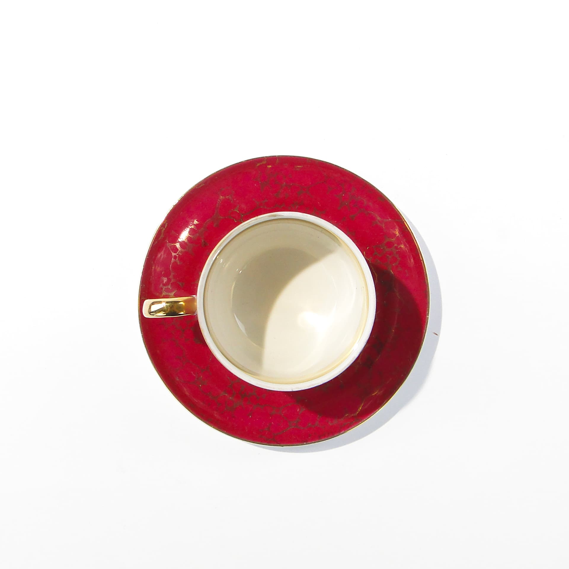 Cup Ada, white red-gold porcelain, by W. Potacki, Ćmielów, Poland, 1960s. - 346044