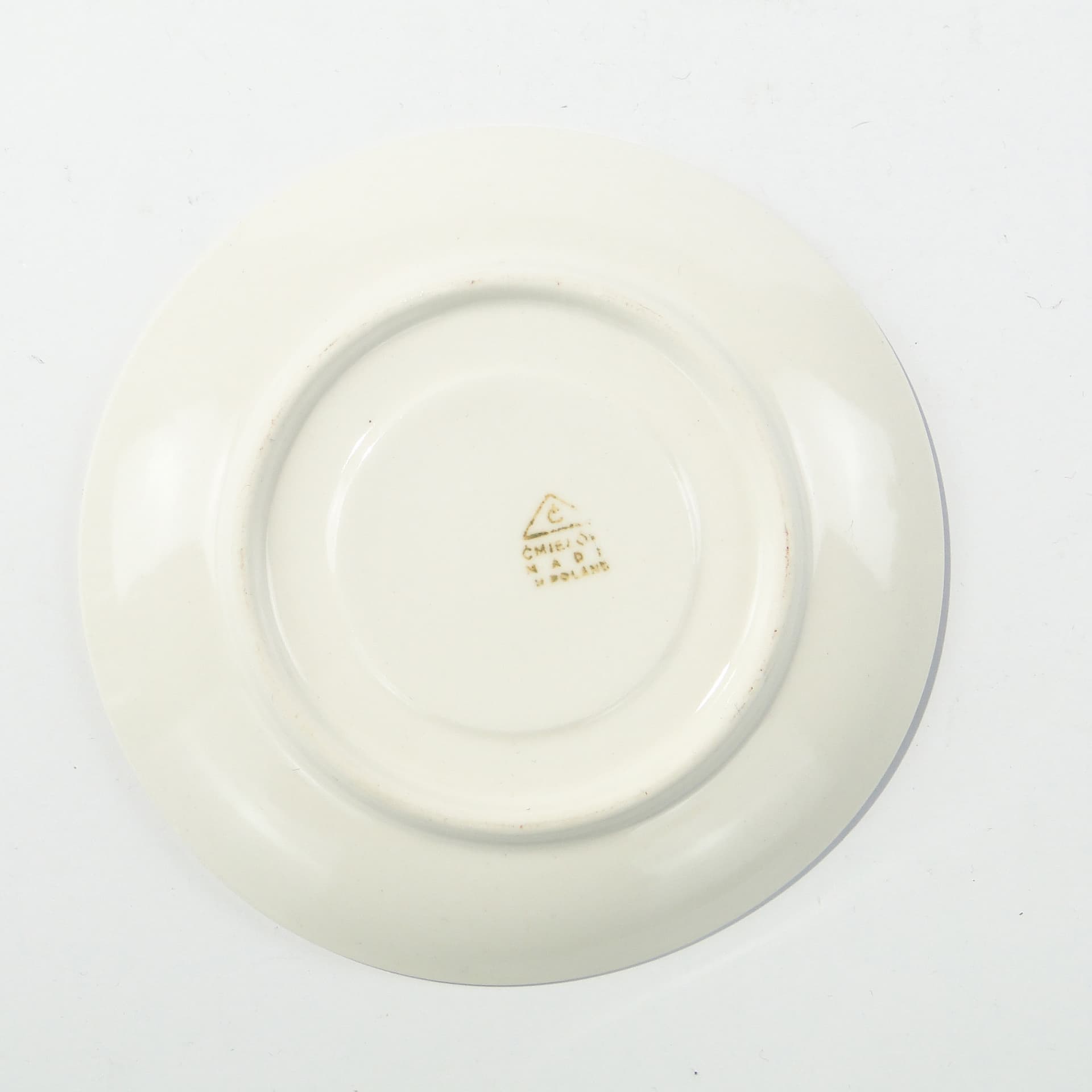 Saucer Ida, yellow white porcelain, gold, by W. Potacki, Ćmielów, Poland, 1960s. - 346095