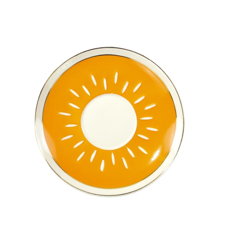 Saucer Ida, yellow white porcelain, gold, by W. Potacki, Ćmielów, Poland, 1960s.