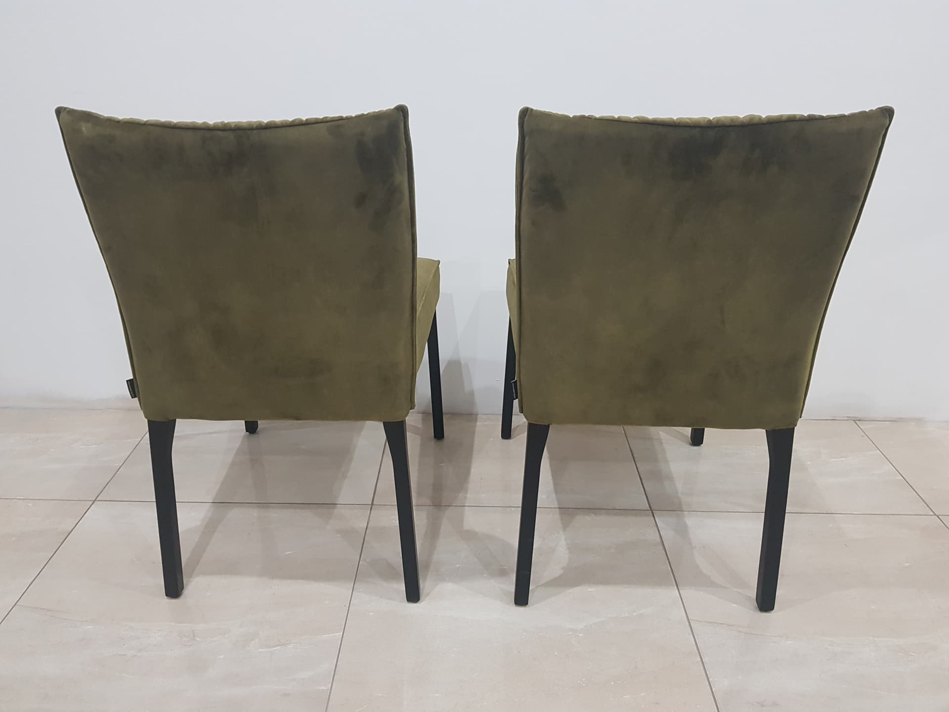 Pair of chairs, Musterring, green velvet, black steel, Musterring - 346113