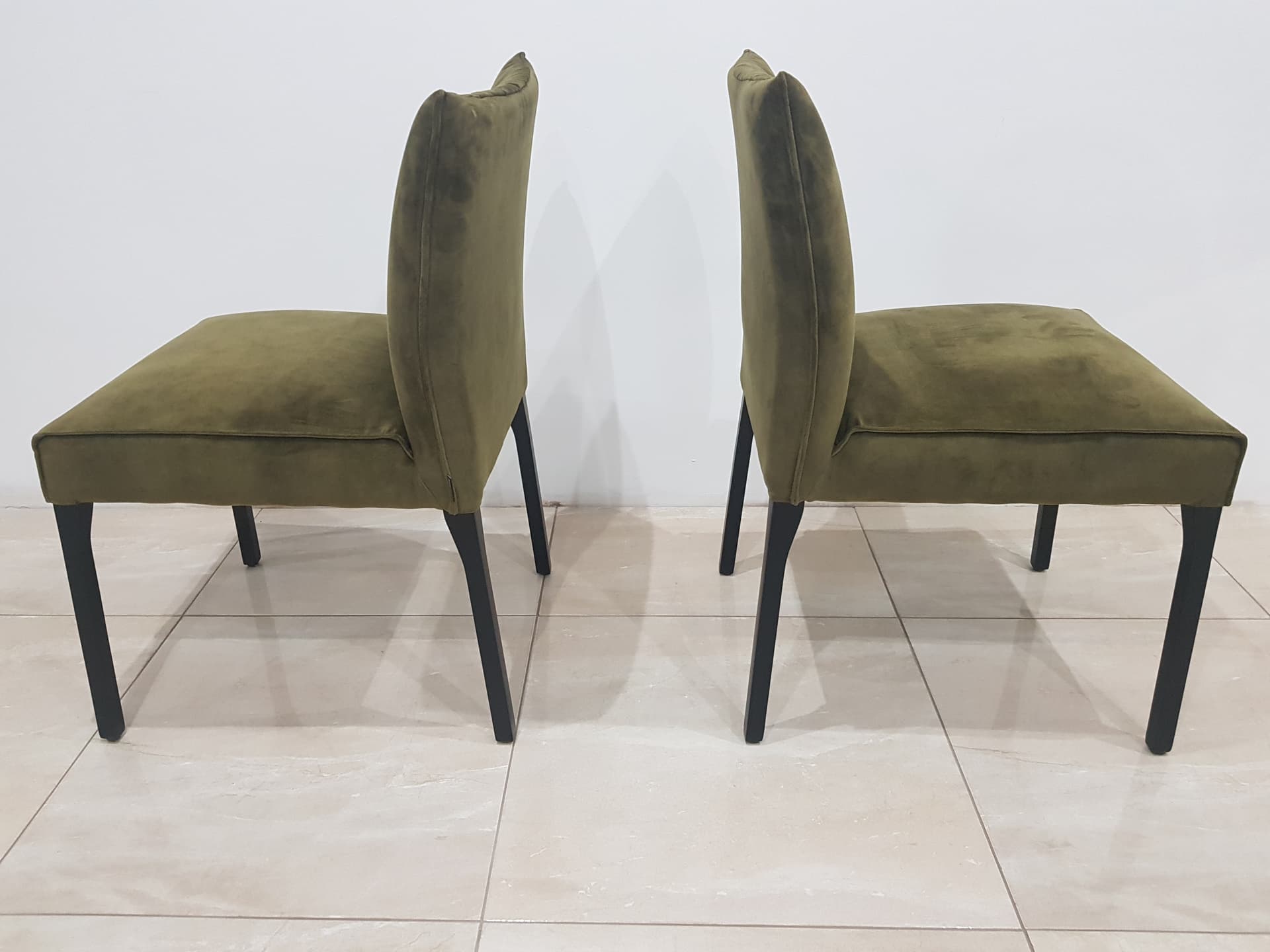 Pair of chairs, Musterring, green velvet, black steel, Musterring - 346112