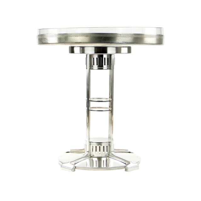Centerpiece, silver-plated brass, transparent glass, Albrecht & Tich, Austria, 1920s. - DIMENSION