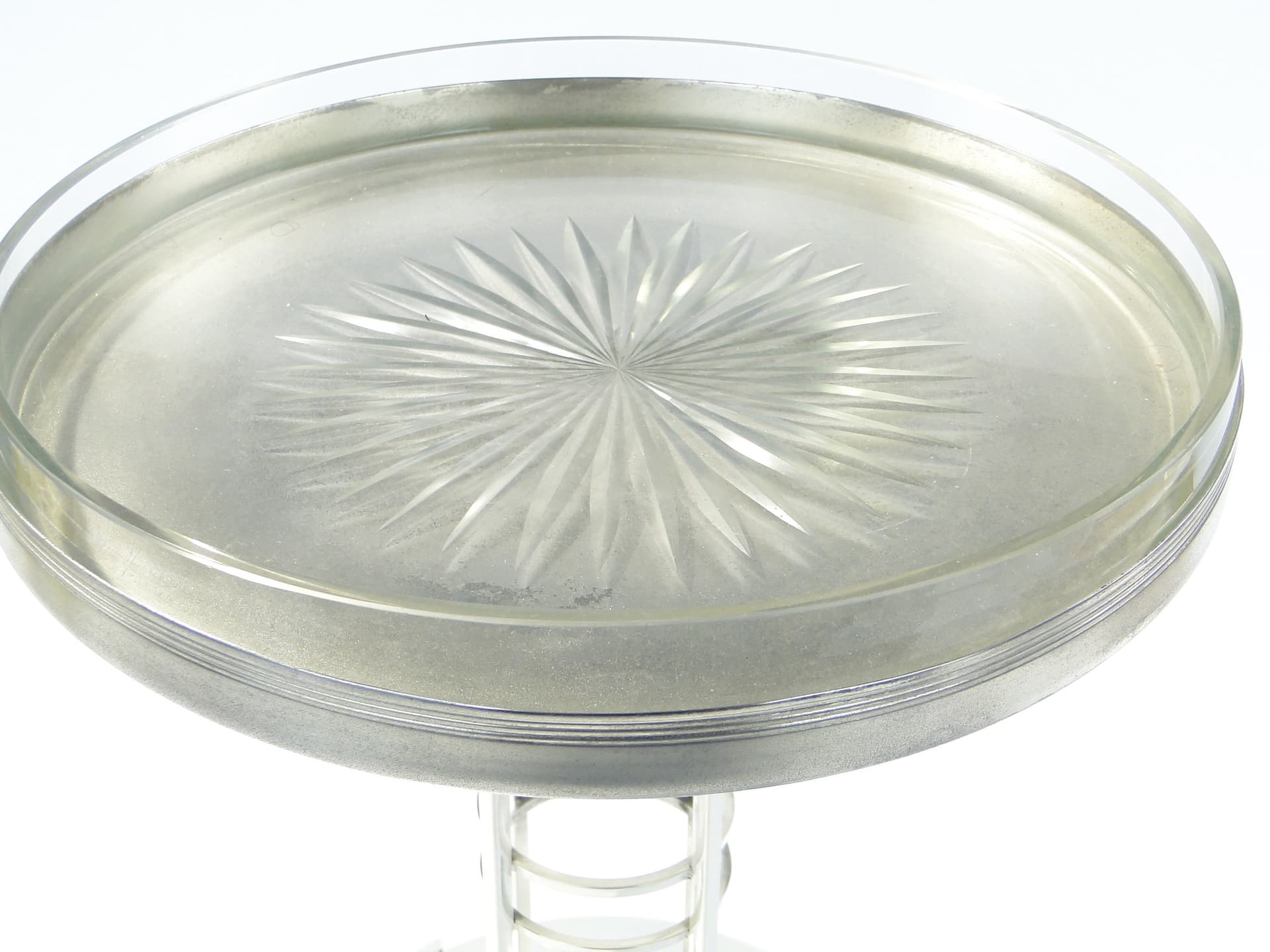 Centerpiece, silver-plated brass, transparent glass, Albrecht & Tich, Austria, 1920s. - 346125