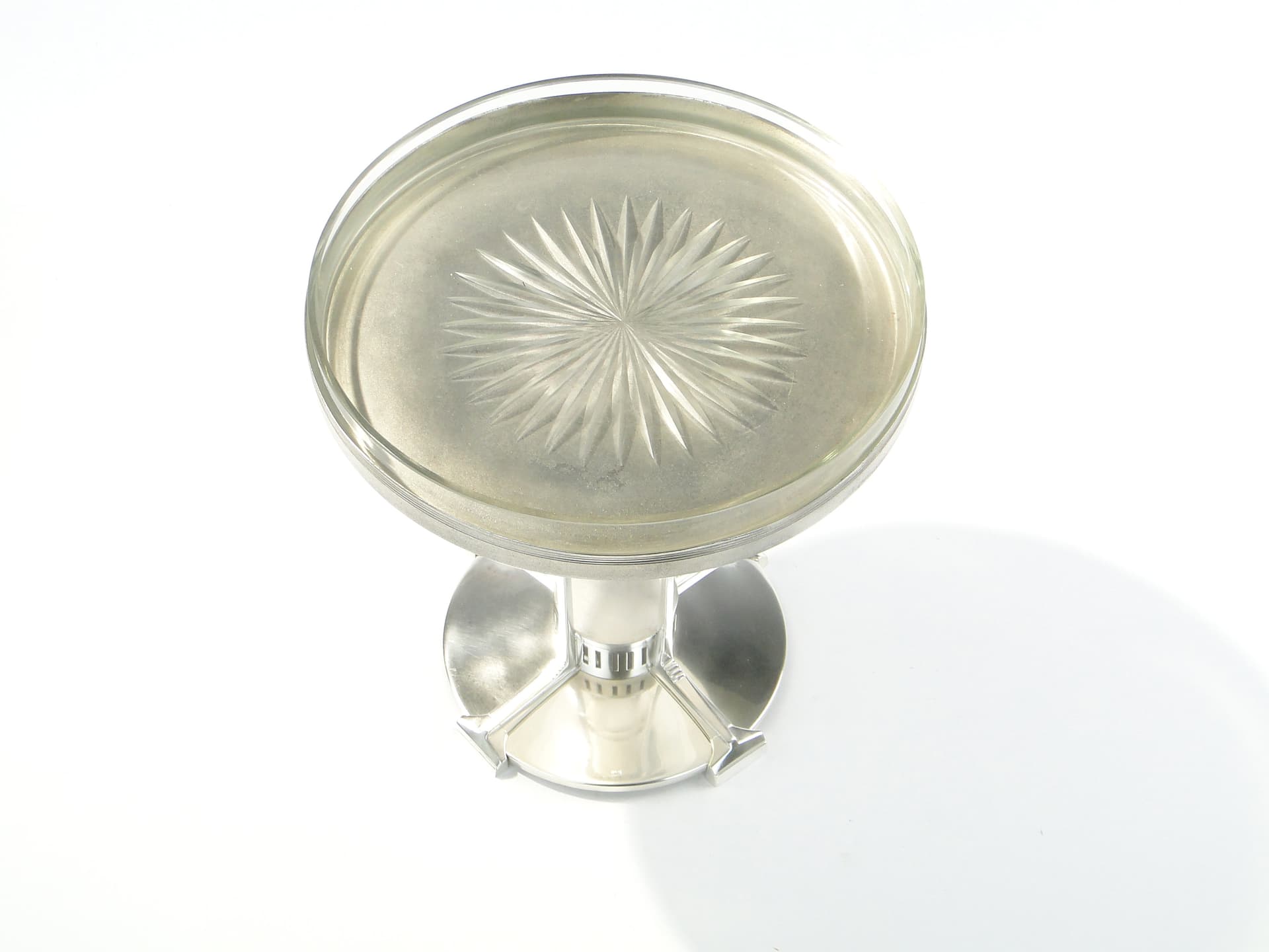 Centerpiece, silver-plated brass, transparent glass, Albrecht & Tich, Austria, 1920s. - 346124