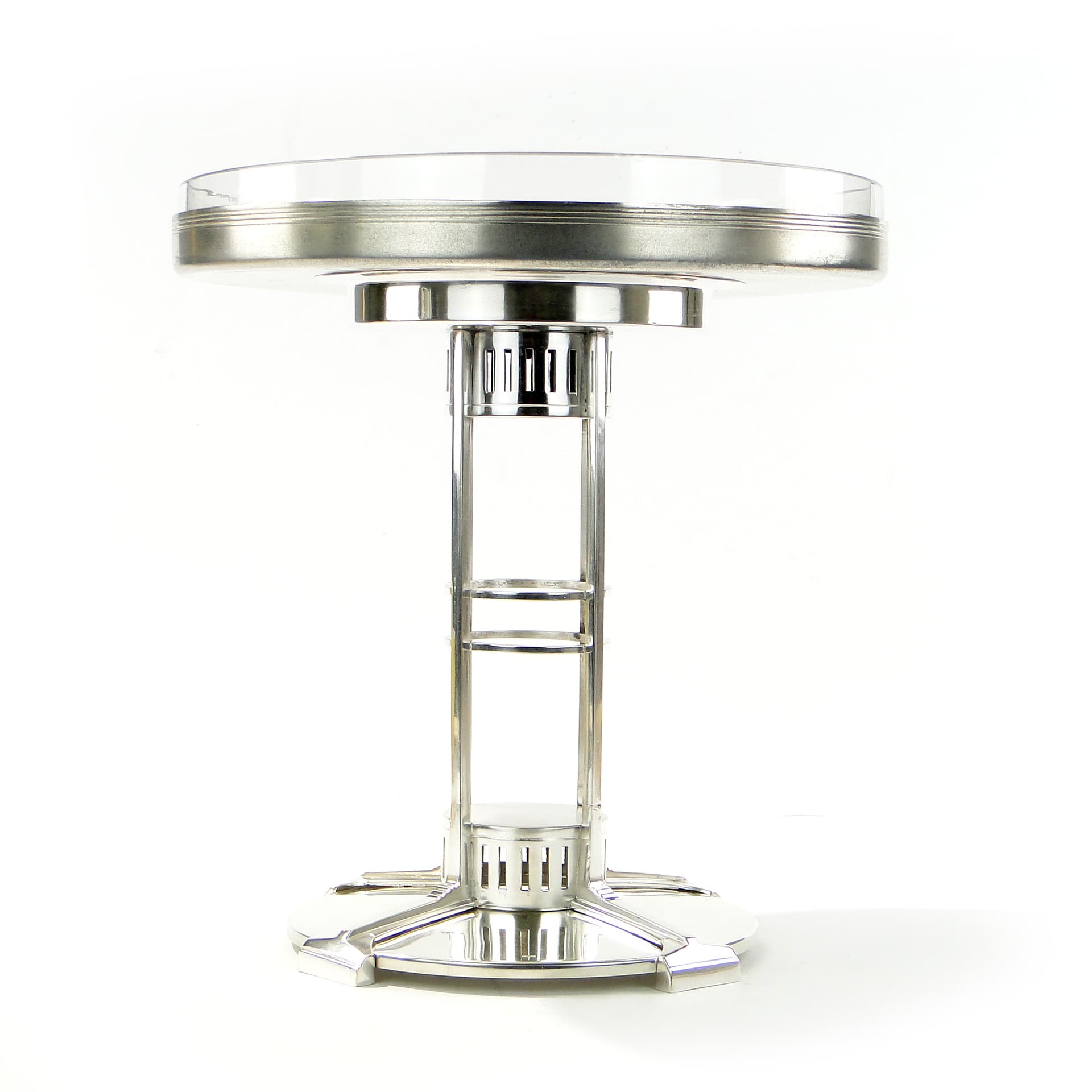 Centerpiece, silver-plated brass, transparent glass, Albrecht & Tich, Austria, 1920s. - 346131