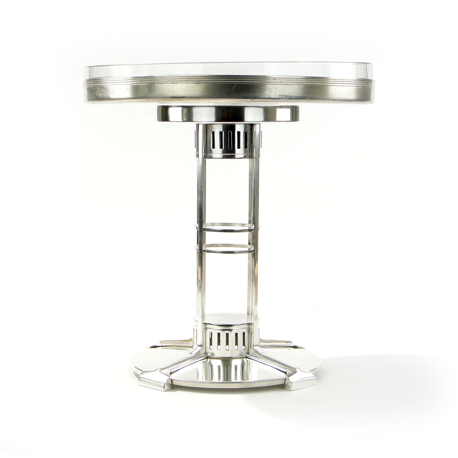 Centerpiece, silver-plated brass, transparent glass, Albrecht & Tich, Austria, 1920s. - 346121