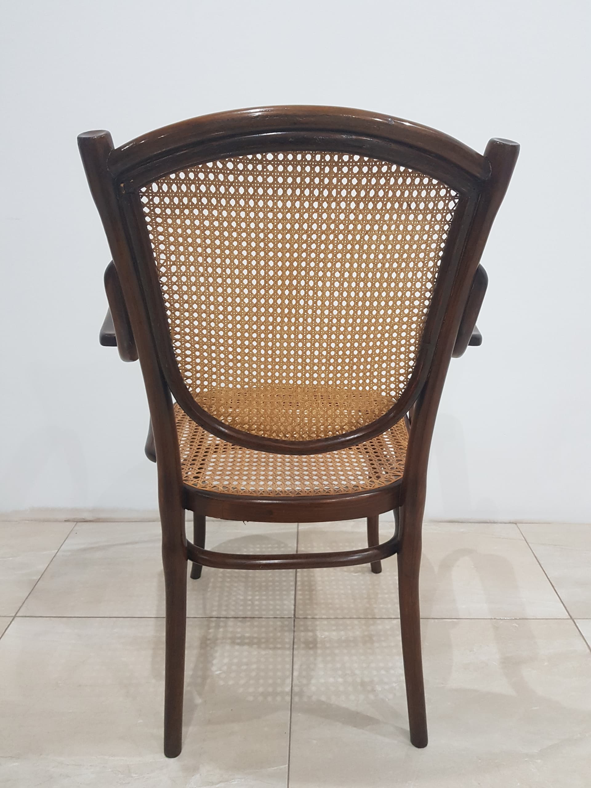 Armchair 1059, brown, wood, rattan beige, Thonet - 346142