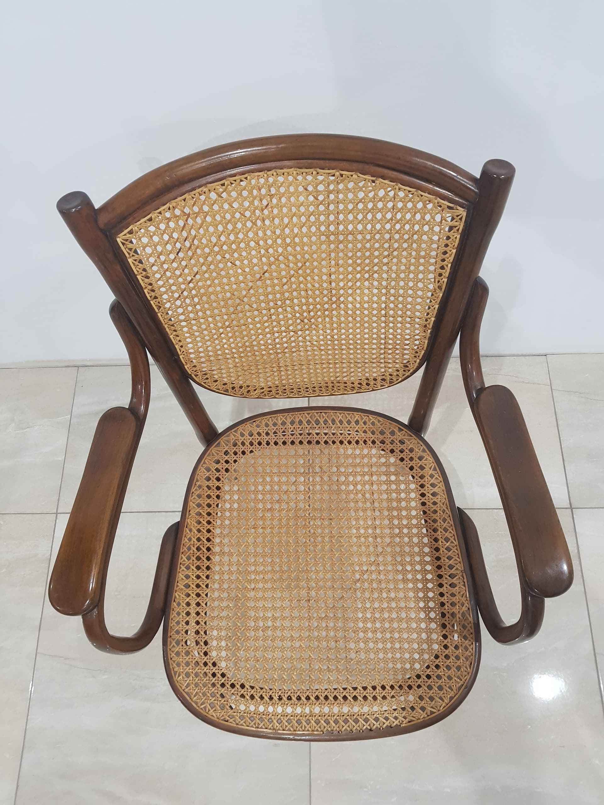 Armchair 1059, brown, wood, rattan beige, Thonet - 346137