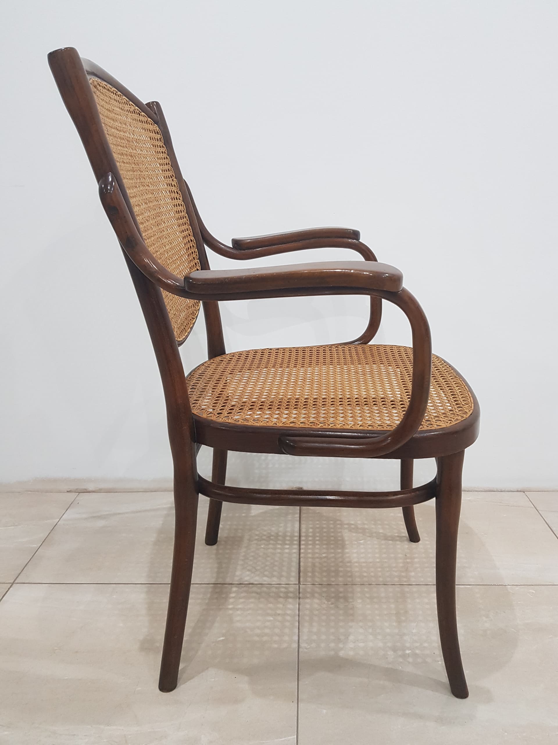 Armchair 1059, brown, wood, rattan beige, Thonet - 346135