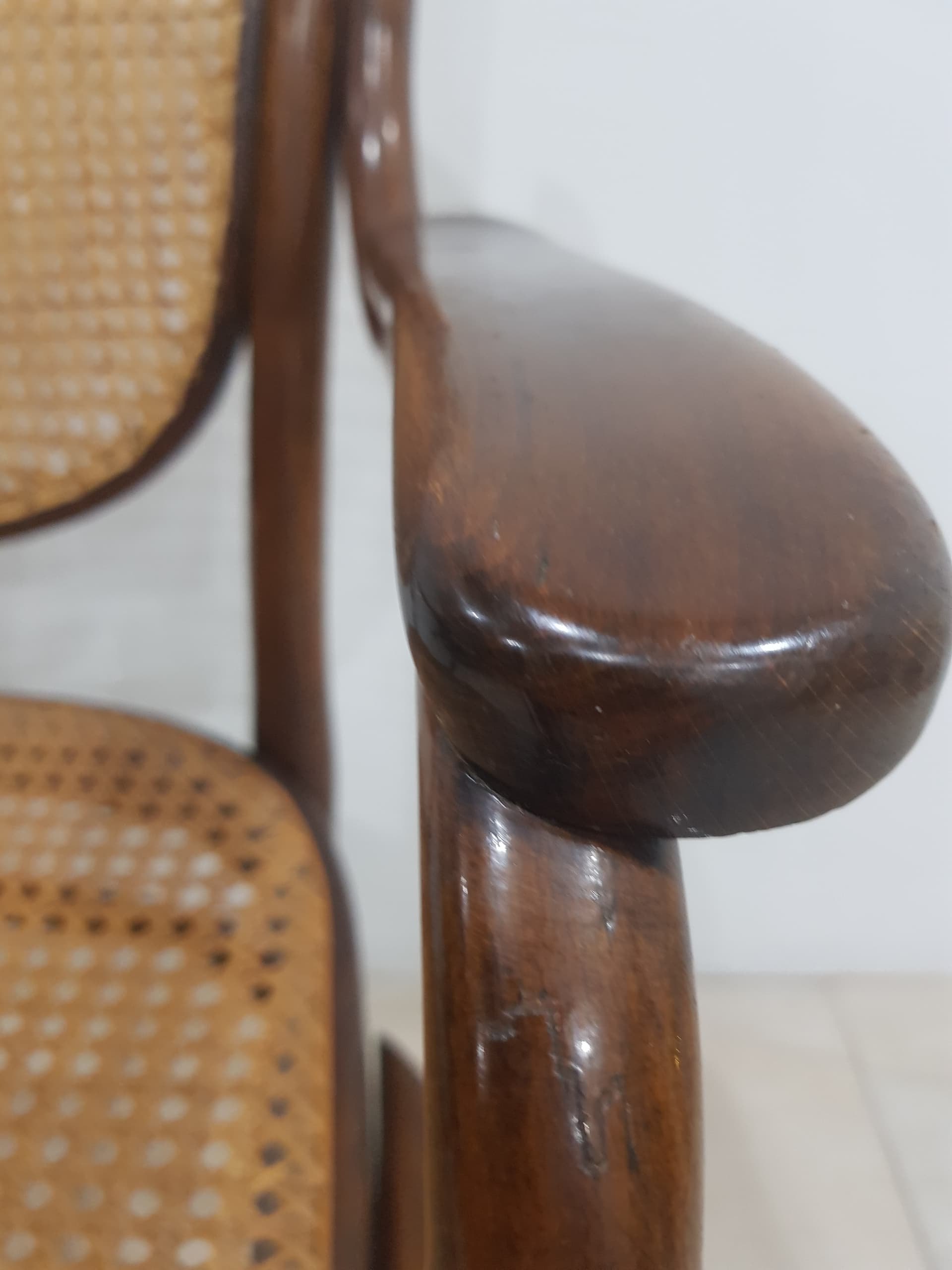 Armchair 1059, brown, wood, rattan beige, Thonet - 346134