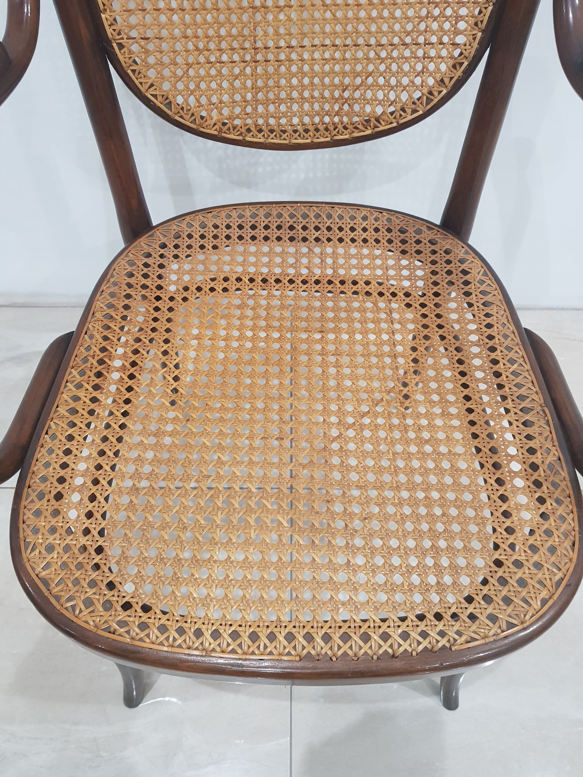 Armchair 1059, brown, wood, rattan beige, Thonet - 346140