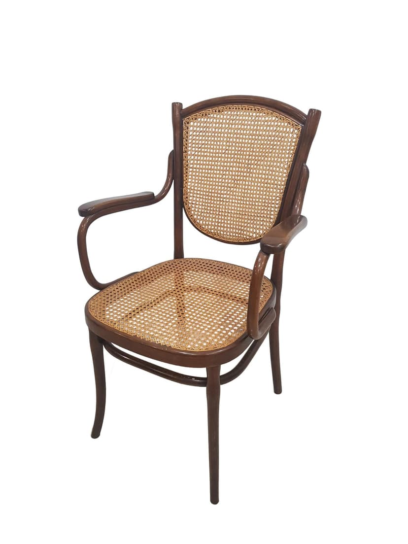 Armchair 1059, brown, wood, rattan beige, Thonet