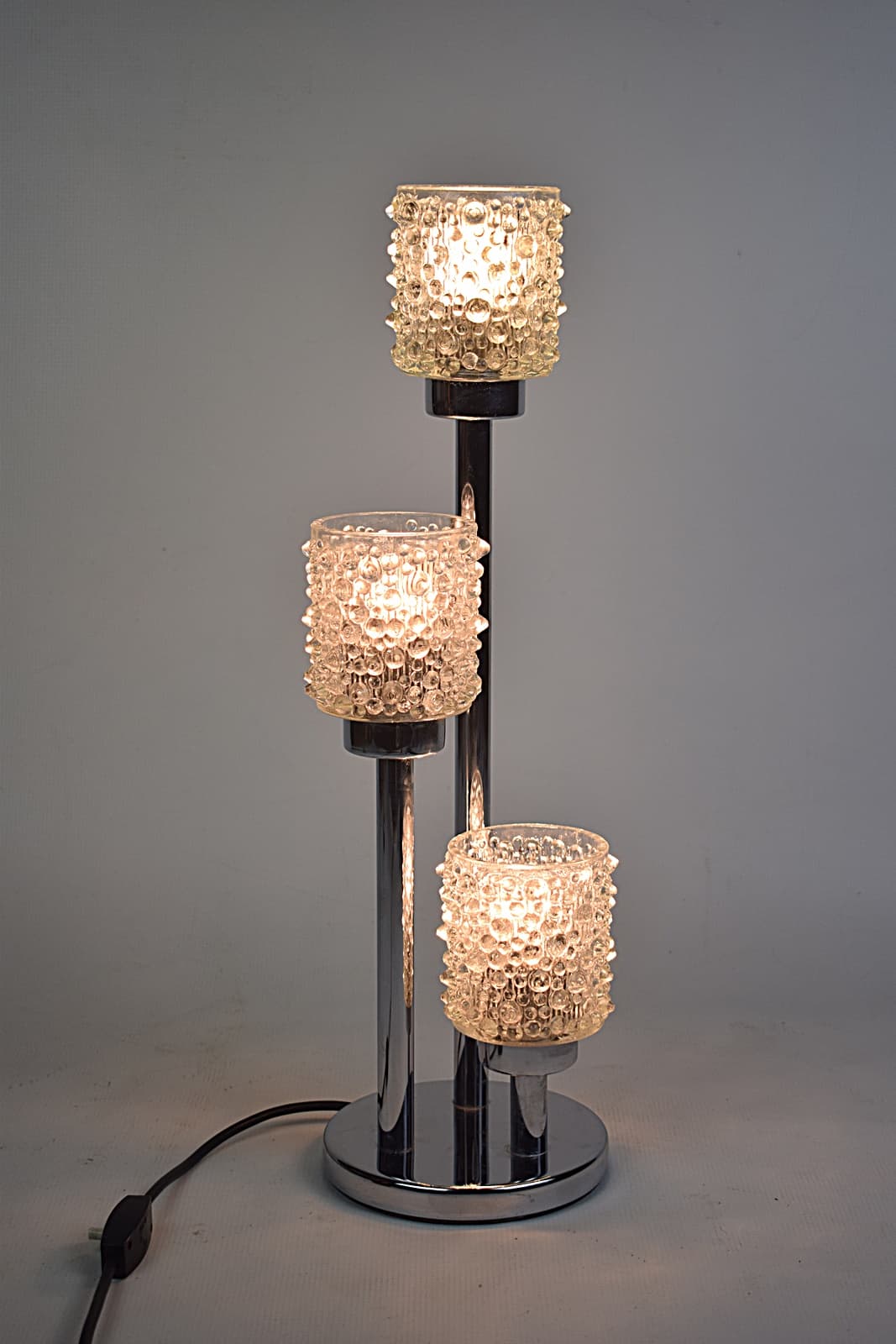 Table lamp, silver chrome, transparent glass, 1970s - 346385