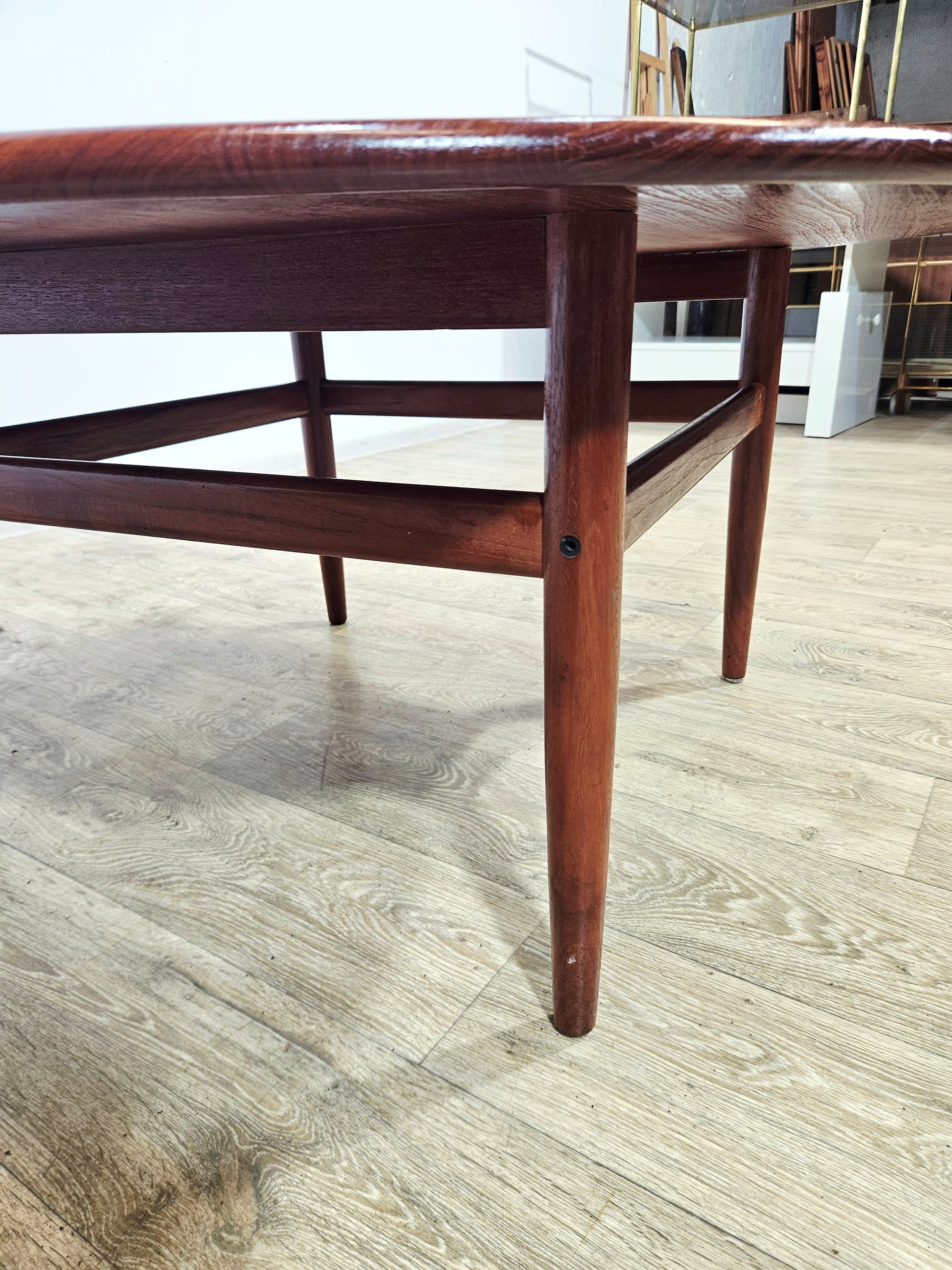 Round coffee table No. 59, teak brown, by N. Bach, N.B. Møbelfabrik A/S - 346422