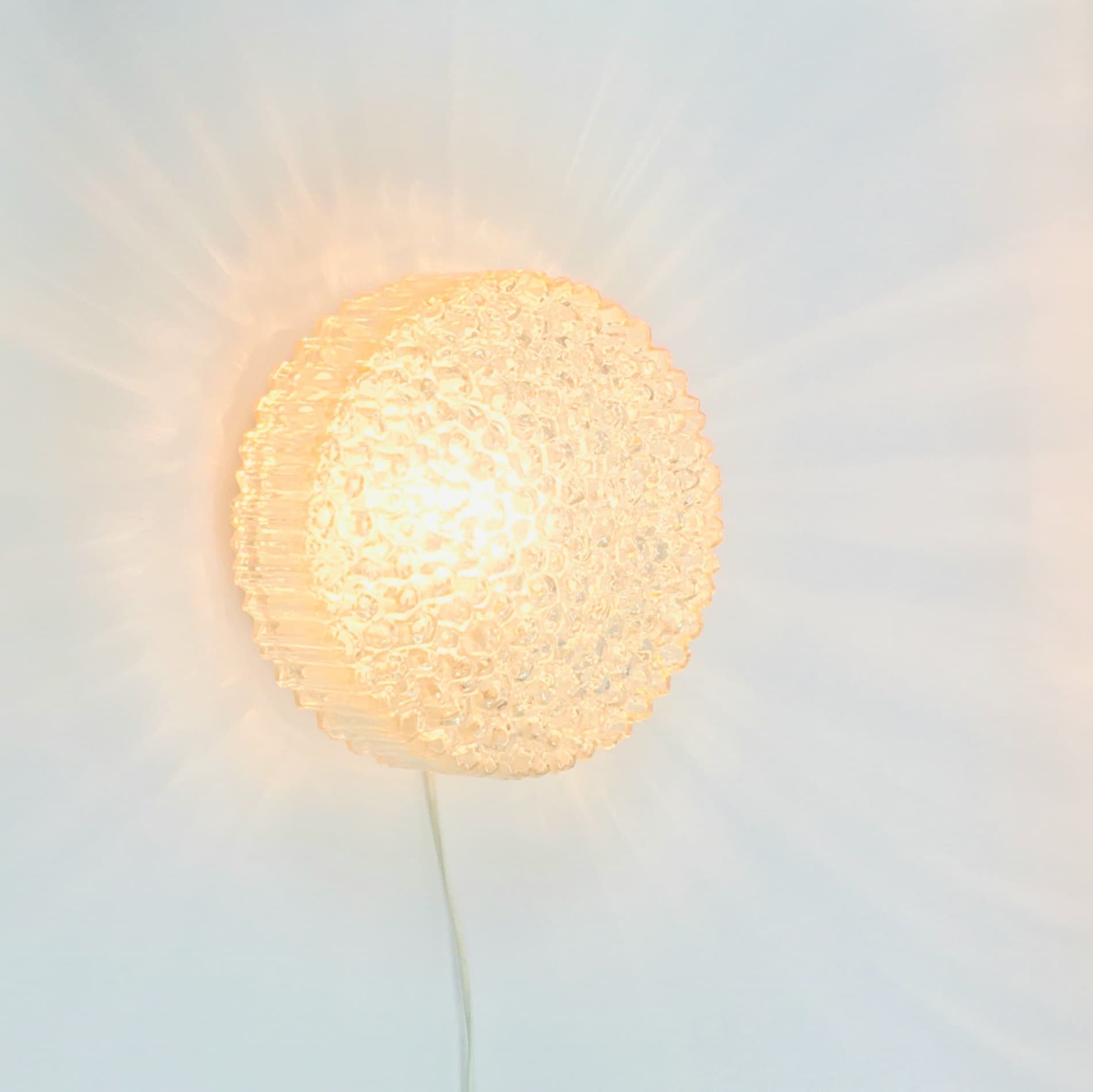 Wall/Ceiling Lamp, light amber glass, metal, by H. Tynell, Limburg, Germany, 1970s. - 346446