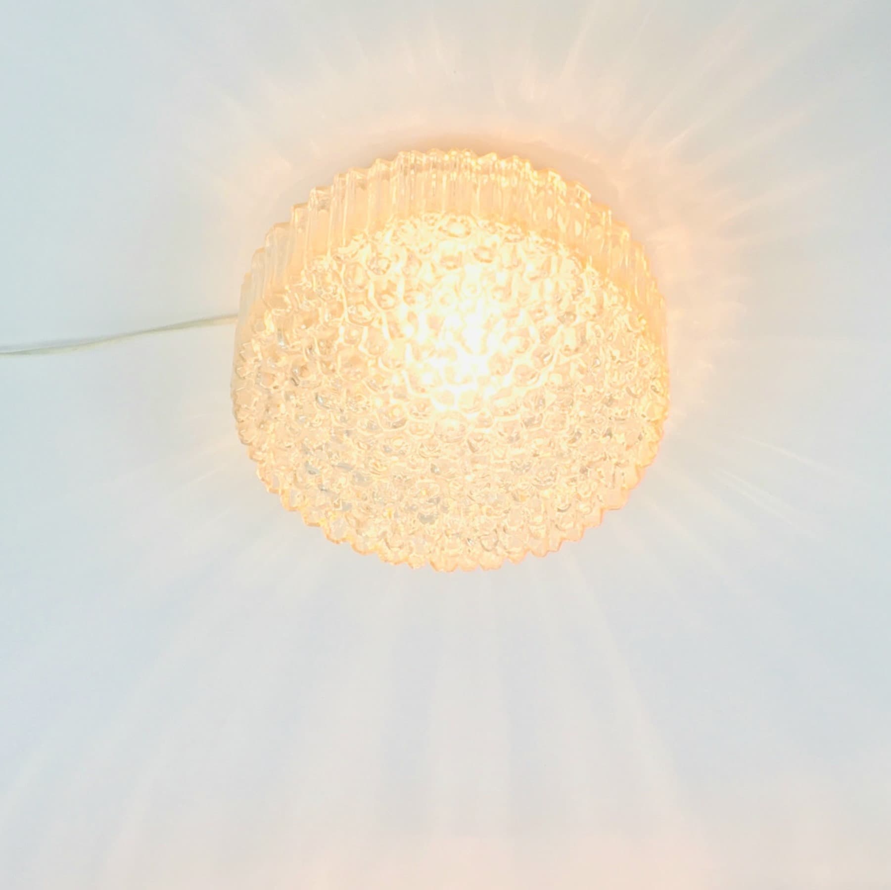 Wall/Ceiling Lamp, light amber glass, metal, by H. Tynell, Limburg, Germany, 1970s. - 346447