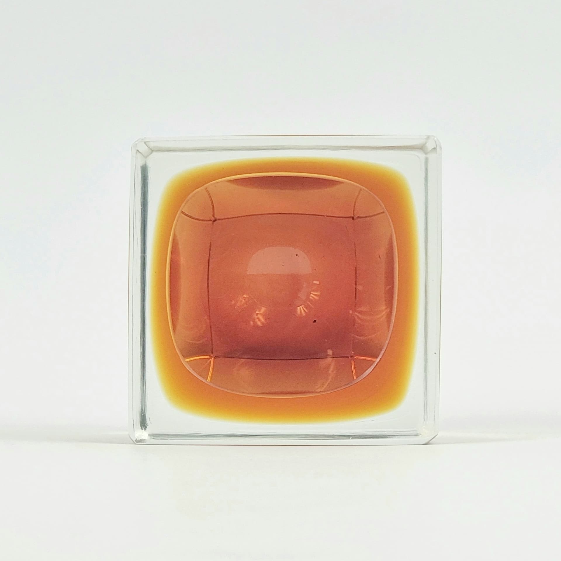 Ashtray Murano, burgundy orange transparent glass, Italy, 1970s. - 346457