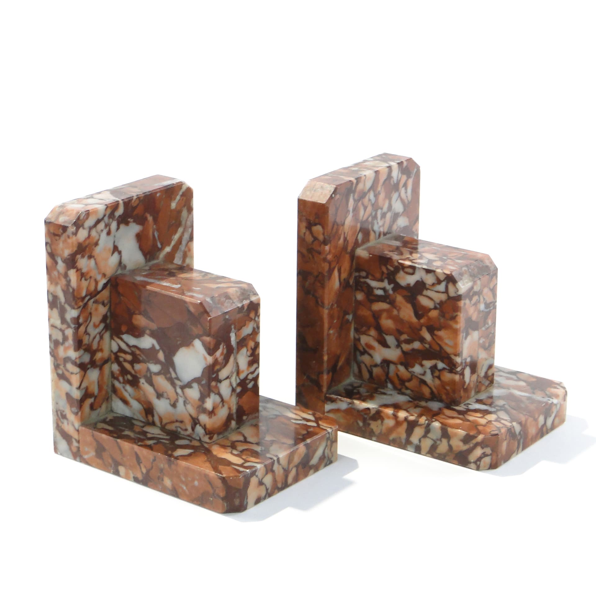 Pair of bookends Art Deco, red marble, France/Belgium, 1920s. - 346461