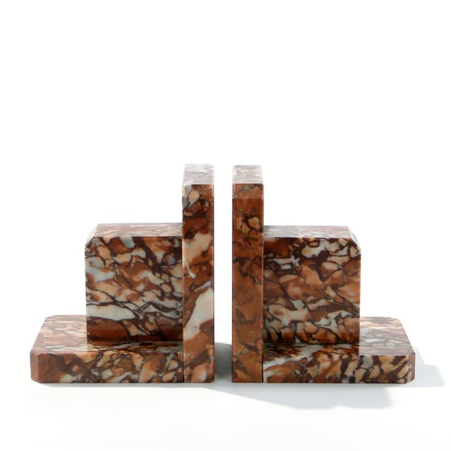 Pair of bookends Art Deco, red marble, France/Belgium, 1920s. - DIMENSION