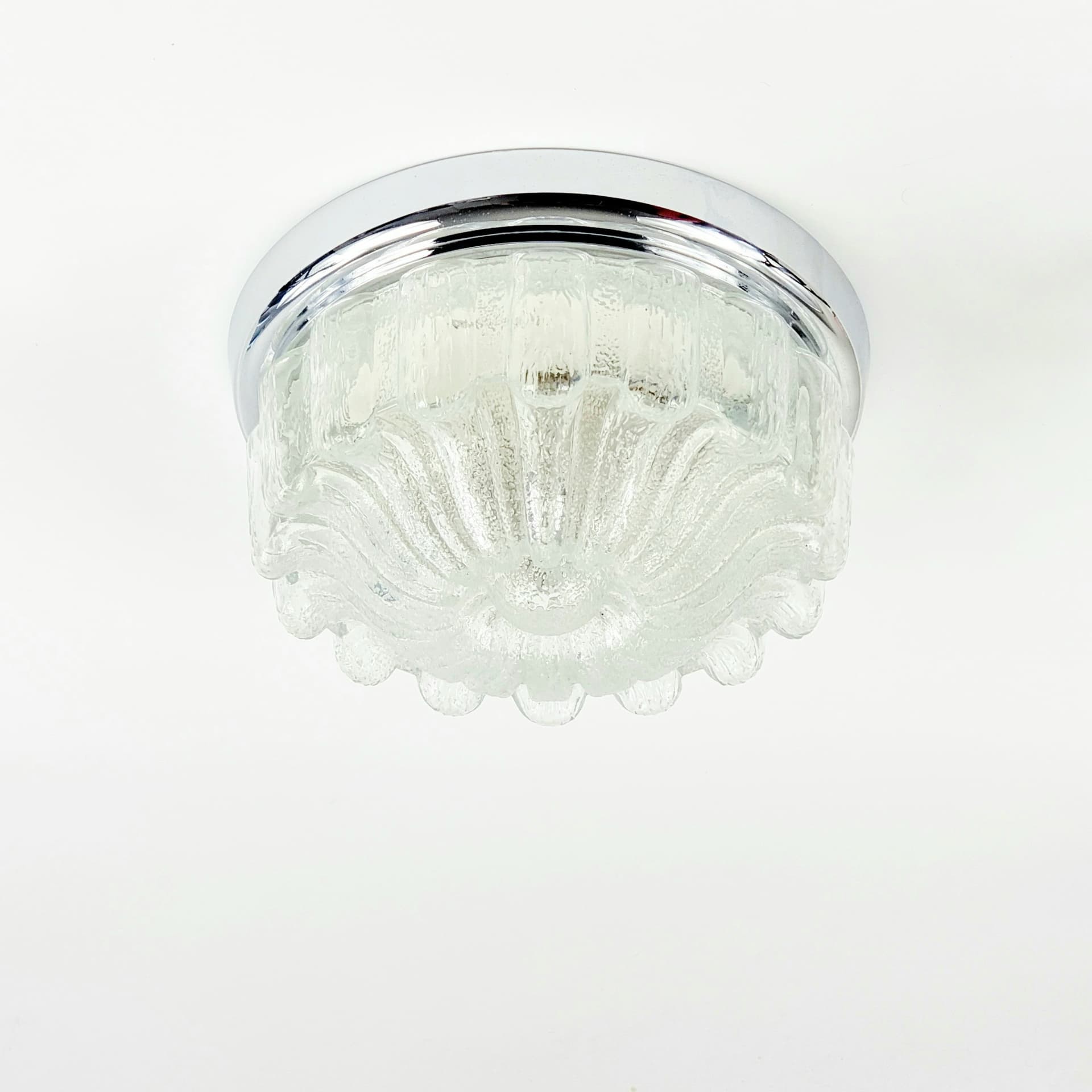 Flush Mount, transparent glass, chrome, Limburg, Germany, 1970s. - 346481
