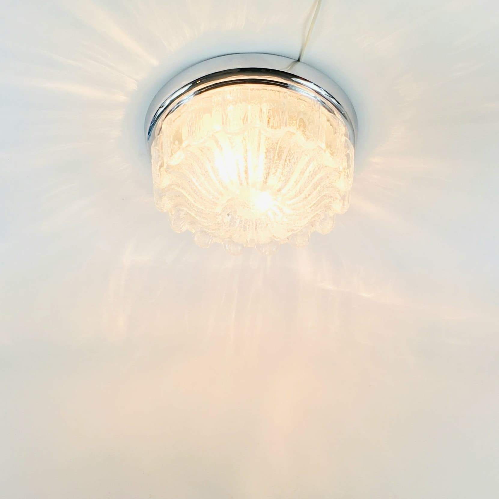 Flush Mount, transparent glass, chrome, Limburg, Germany, 1970s. - 346482