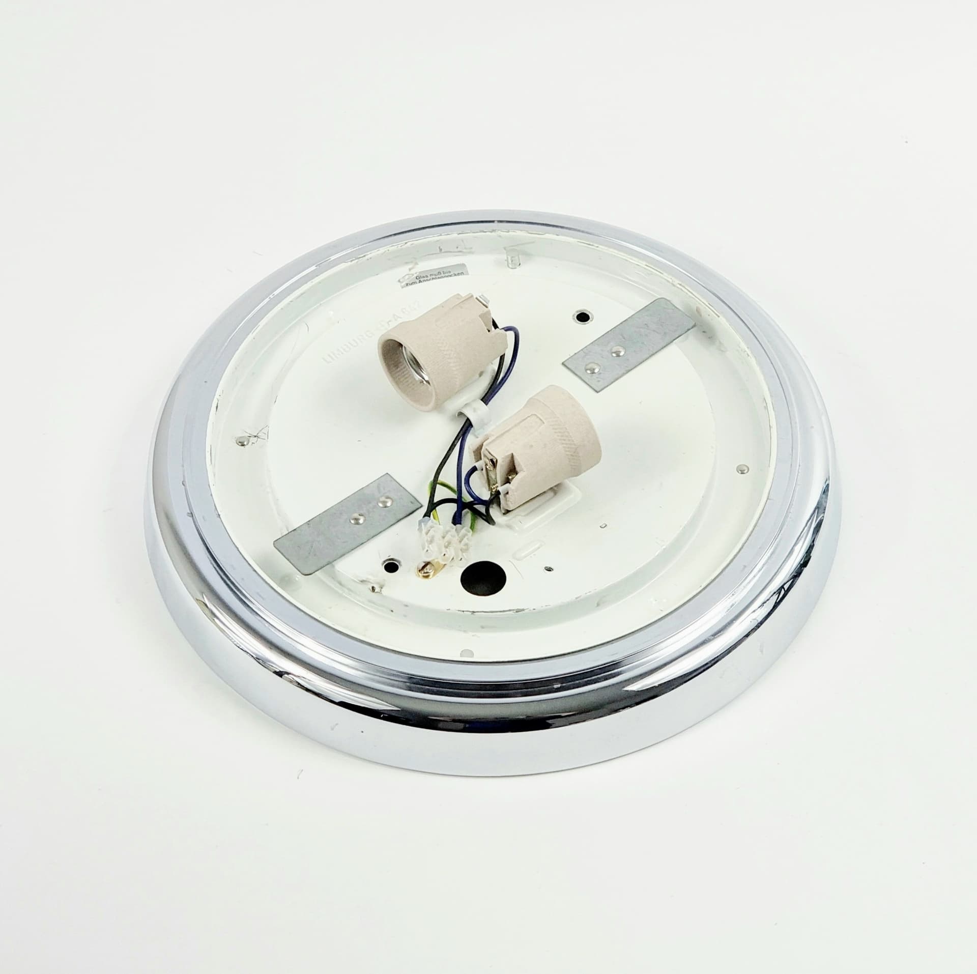Flush Mount, transparent glass, chrome, Limburg, Germany, 1970s. - 346487