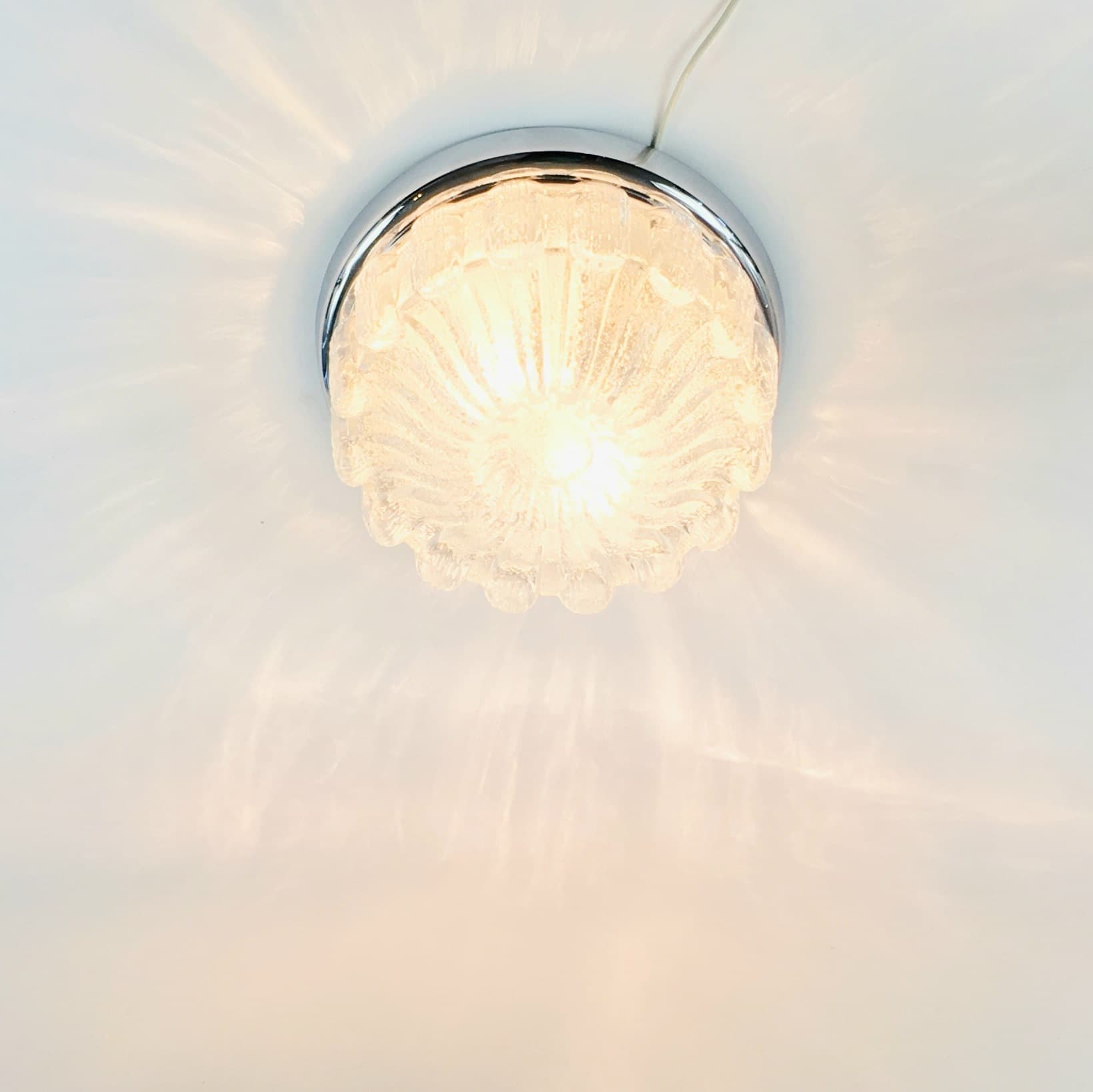 Flush Mount, transparent glass, chrome, Limburg, Germany, 1970s. - 346483