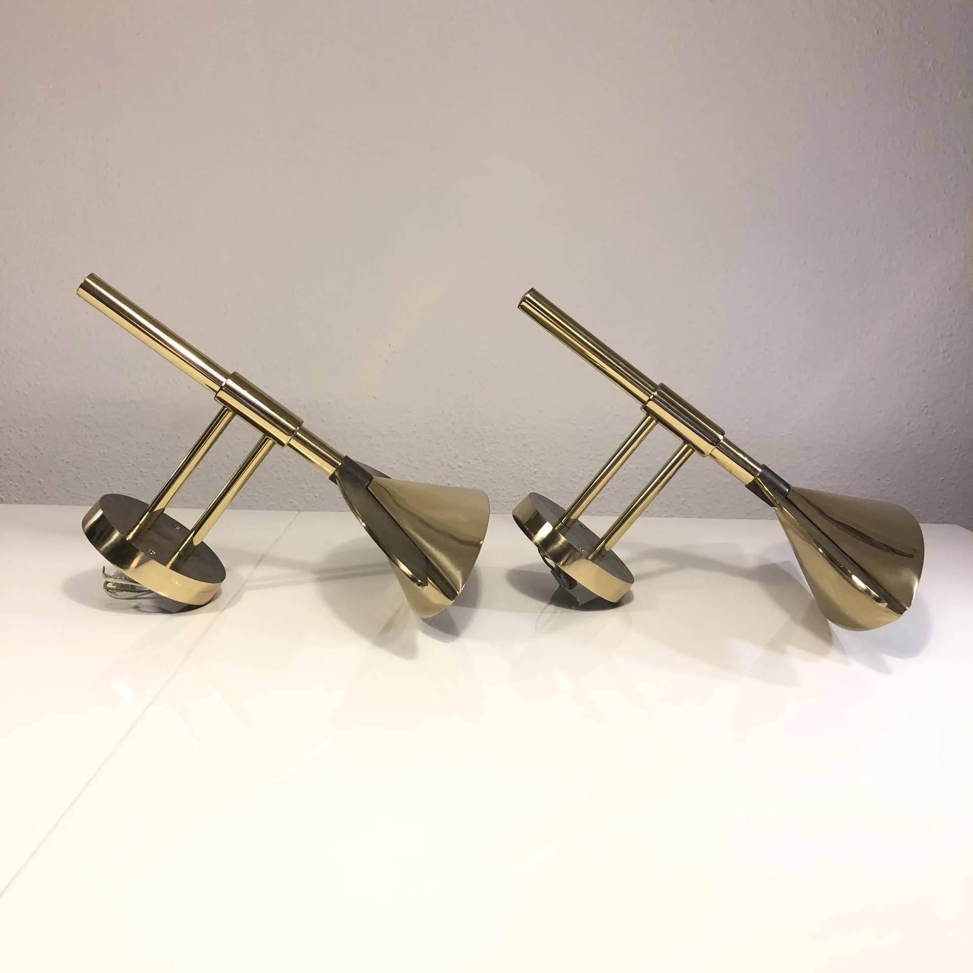 Para kinkietów Art déco, mosiądz złoty, Niemcy, lata 70. - 25740