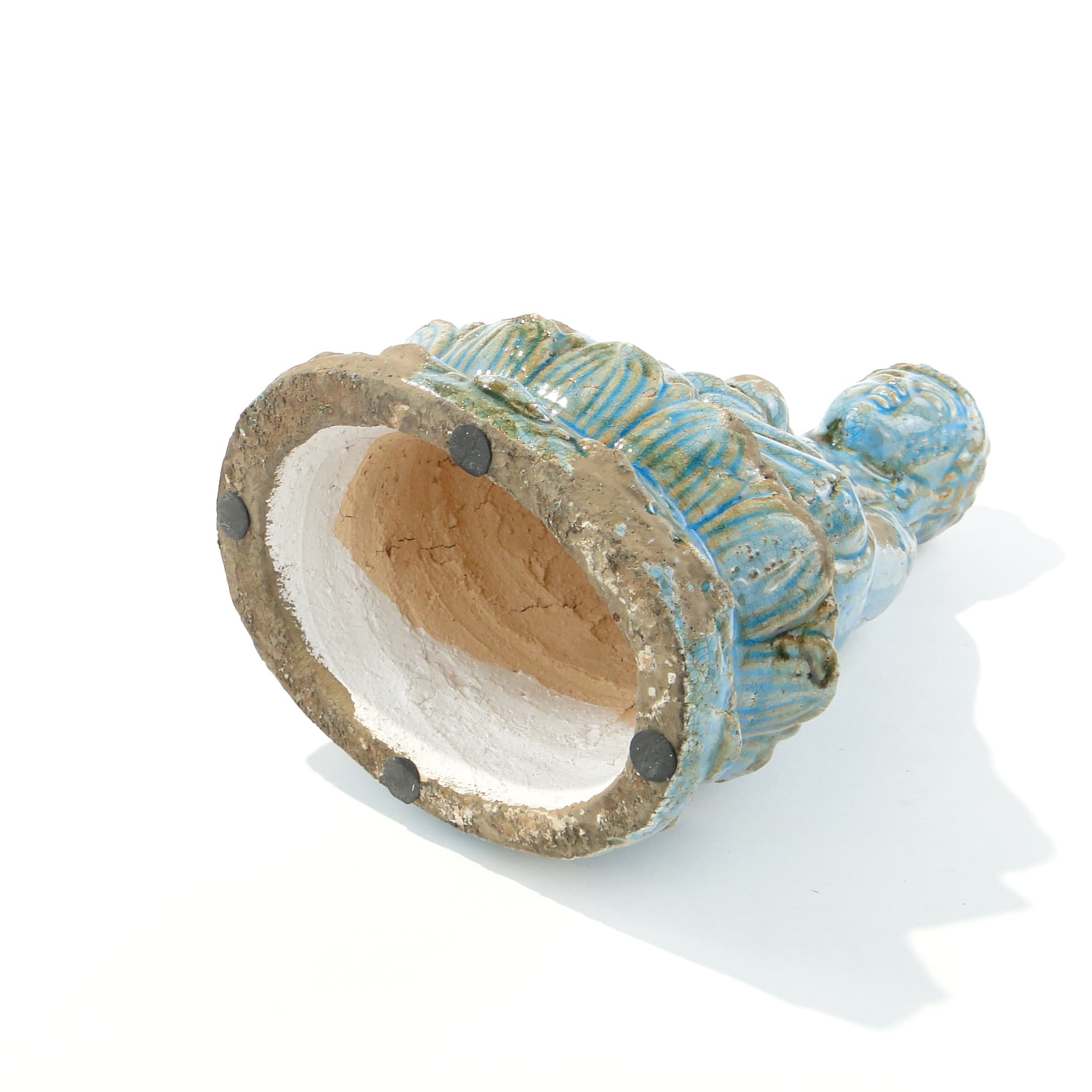Buddha Figure, turquoise blue, glazed ceramic brown, 1990s - 346494