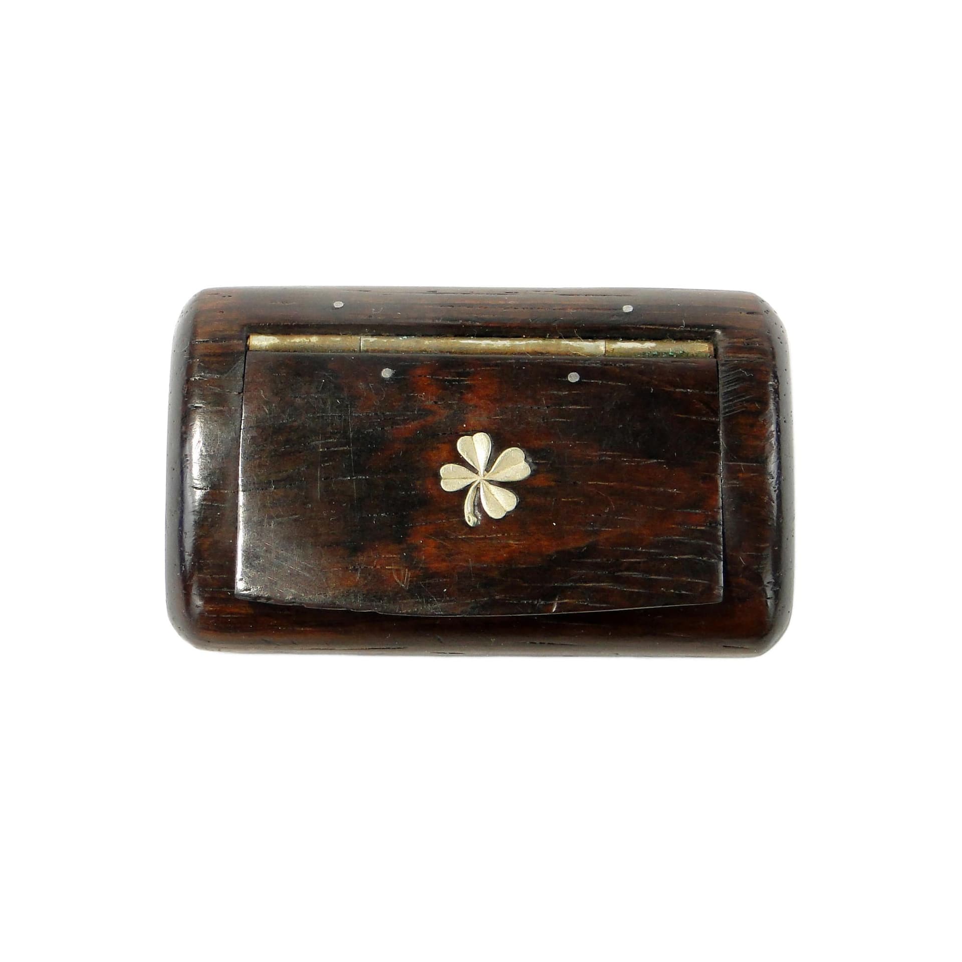 Snuff box, black ebony, gold brass, early 20th c.