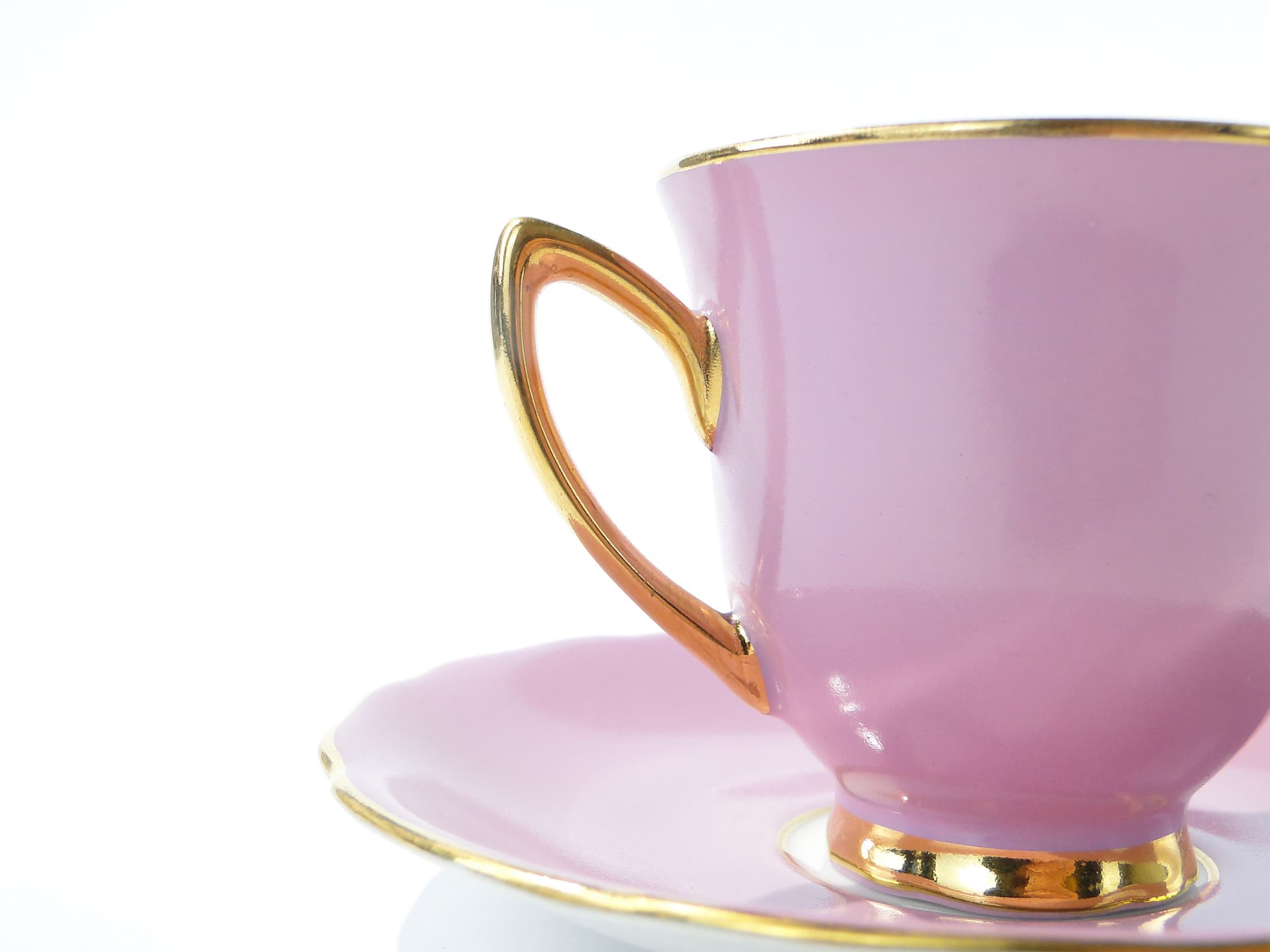 Coffee cup, pink porcelain, gold-plated, Rudolf Kämpf, Czechoslovakia, 1950s - 346528