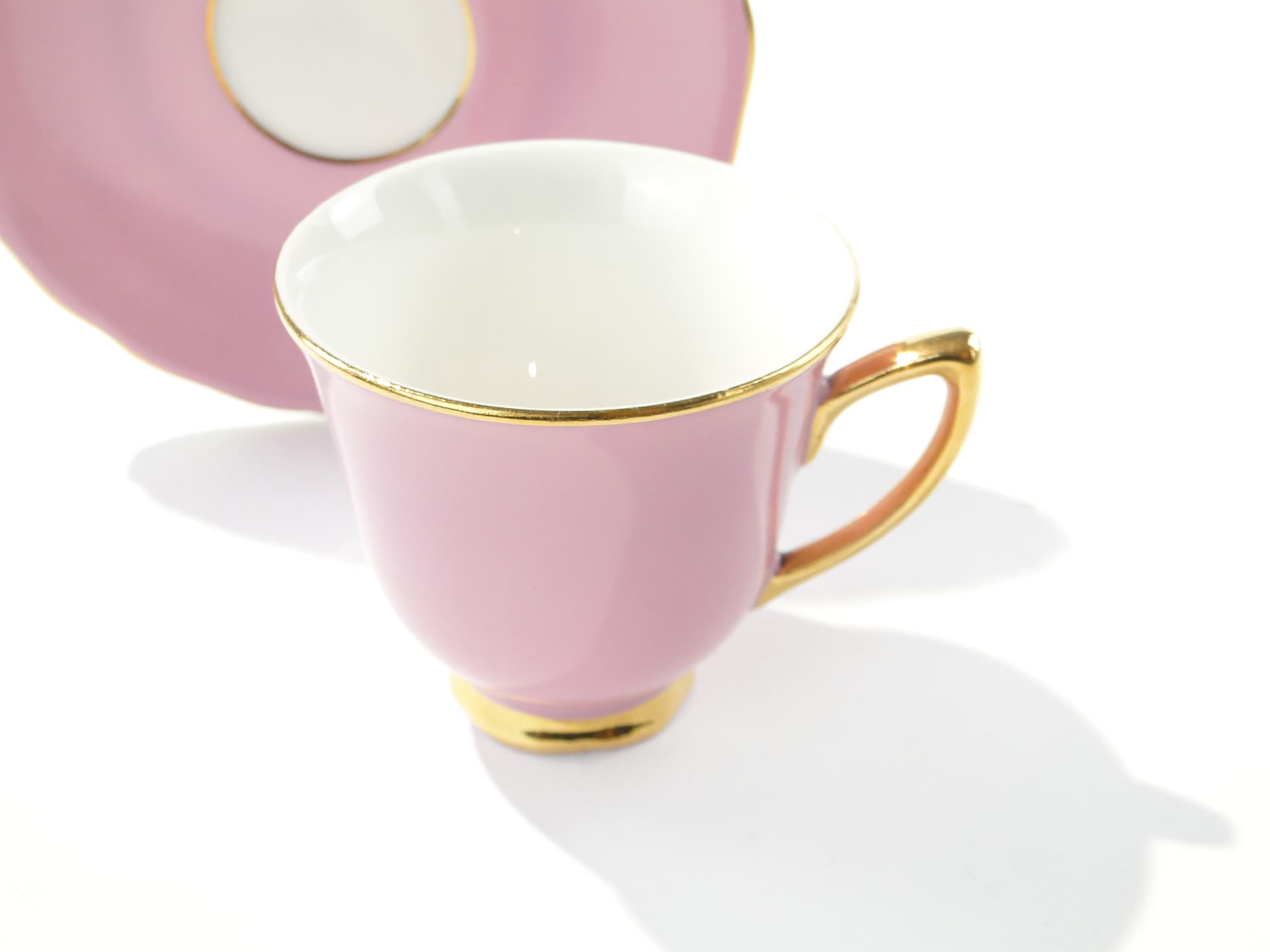 Coffee cup, pink porcelain, gold-plated, Rudolf Kämpf, Czechoslovakia, 1950s - 346533