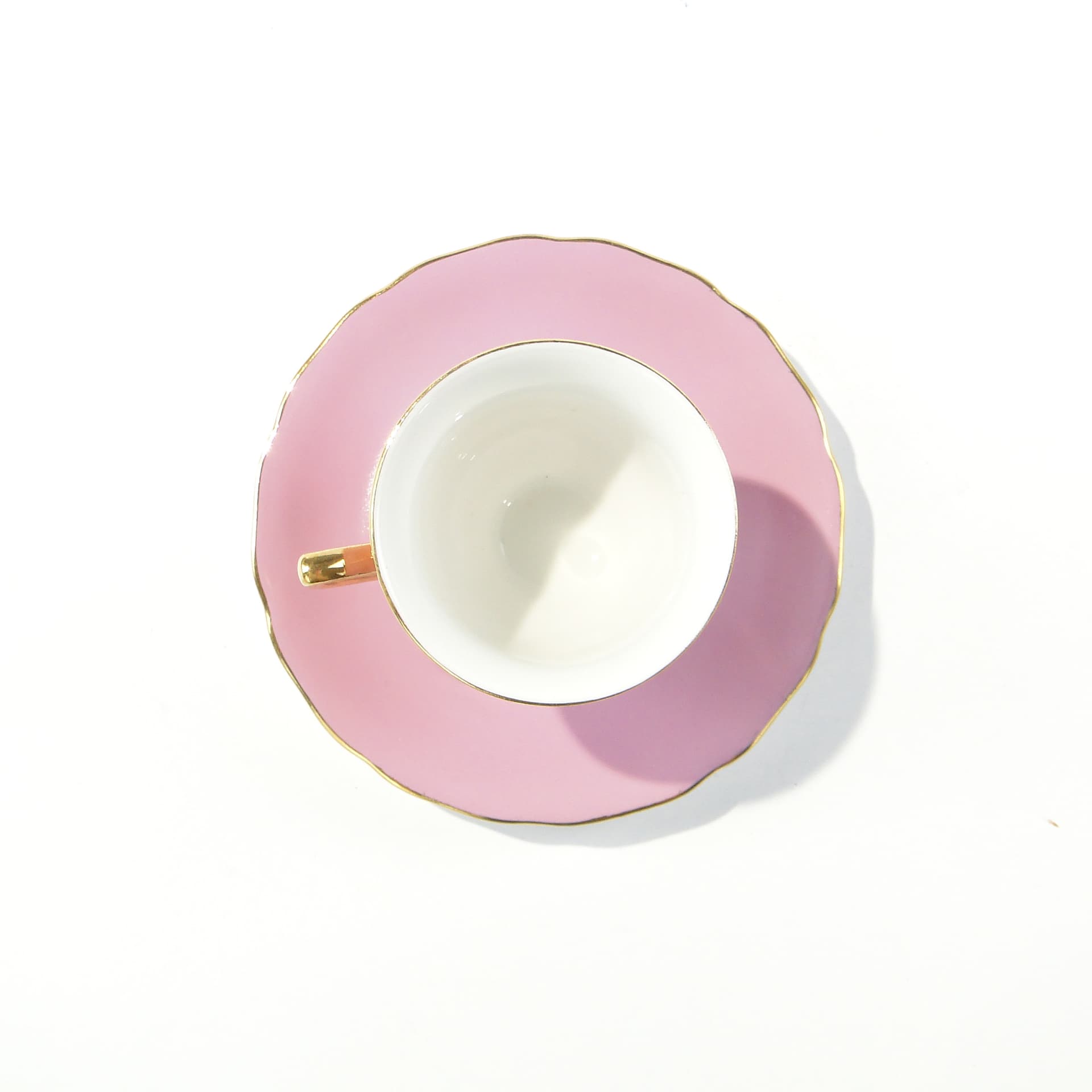 Coffee cup, pink porcelain, gold-plated, Rudolf Kämpf, Czechoslovakia, 1950s - 346529