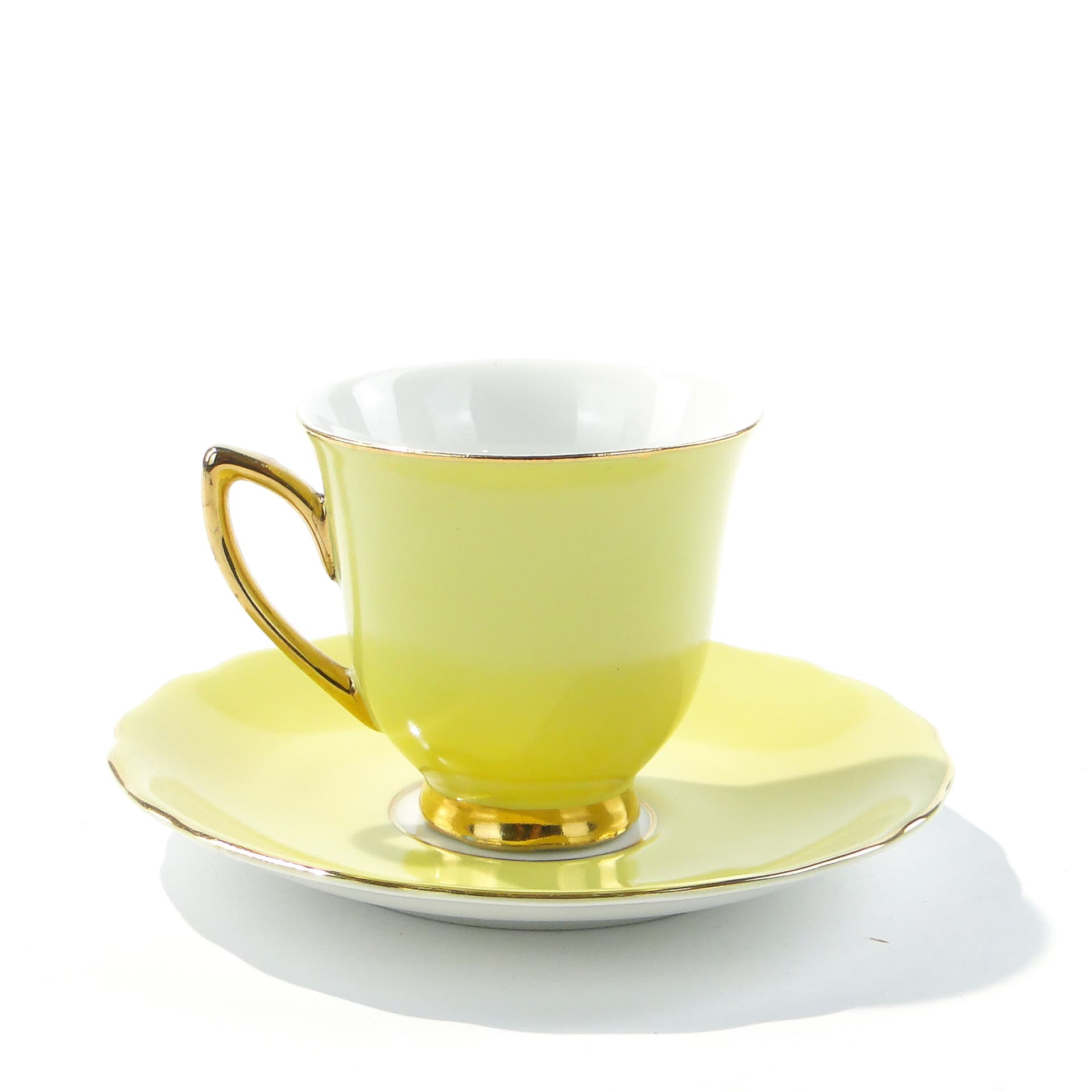 Coffee cup, white porcelain, gilt, Rudolf Kämpf, Czechoslovakia, 1950s