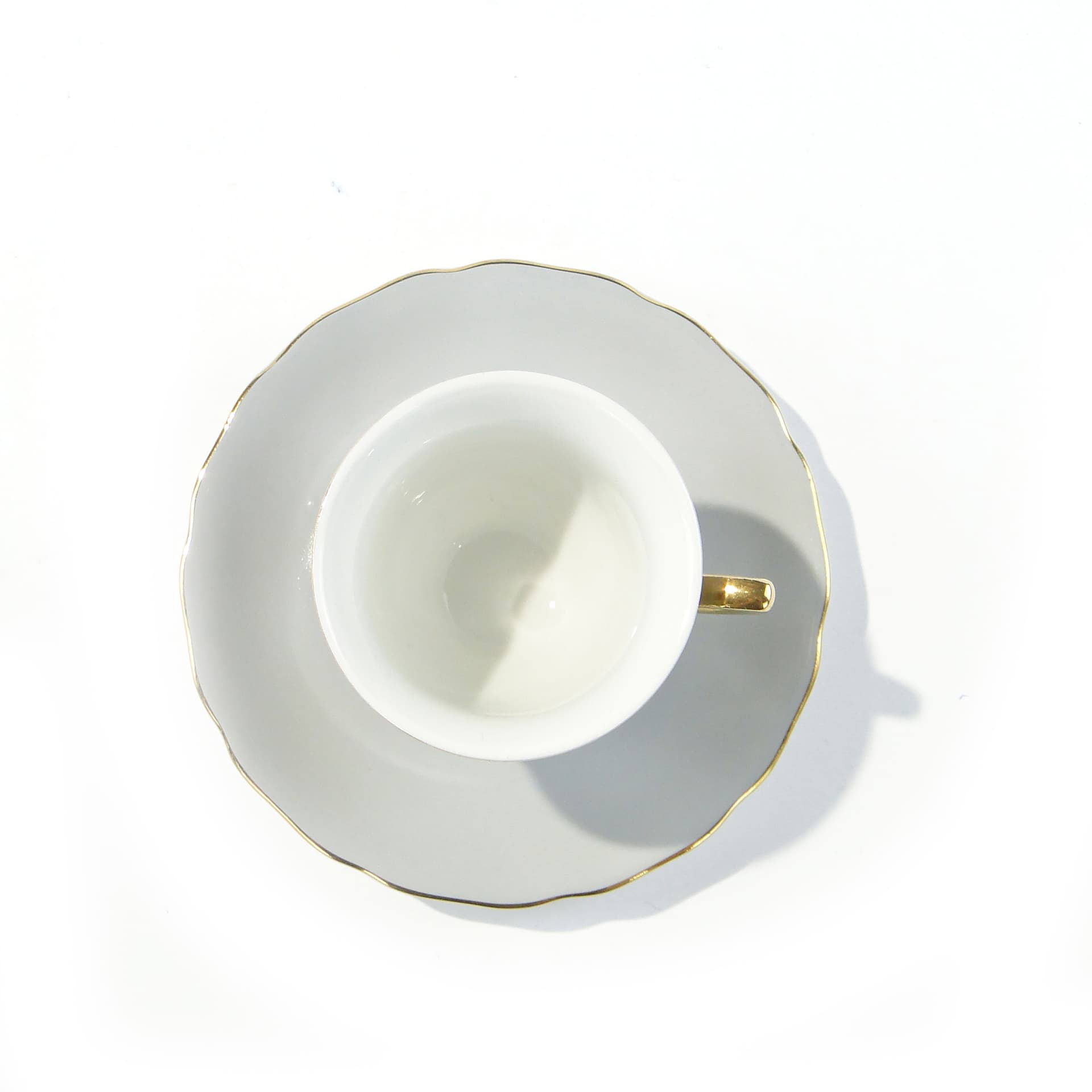 Coffee cup, white porcelain, gold, Rudolf Kämpf, Czechoslovakia, 1950s. - 346582