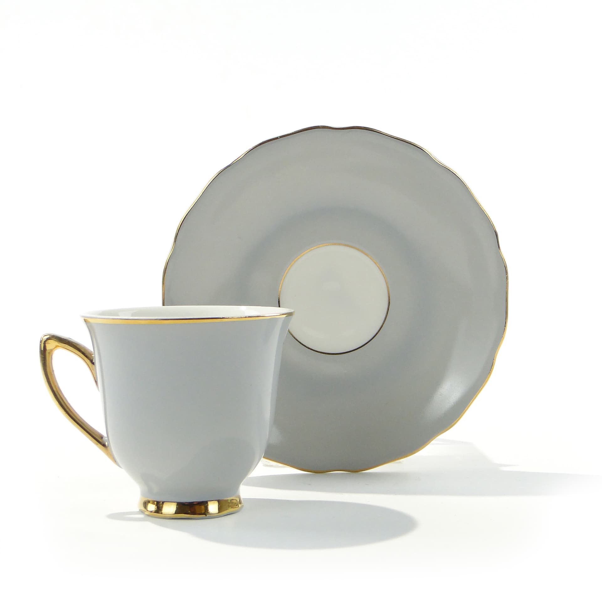 Coffee cup, white porcelain, gold, Rudolf Kämpf, Czechoslovakia, 1950s.