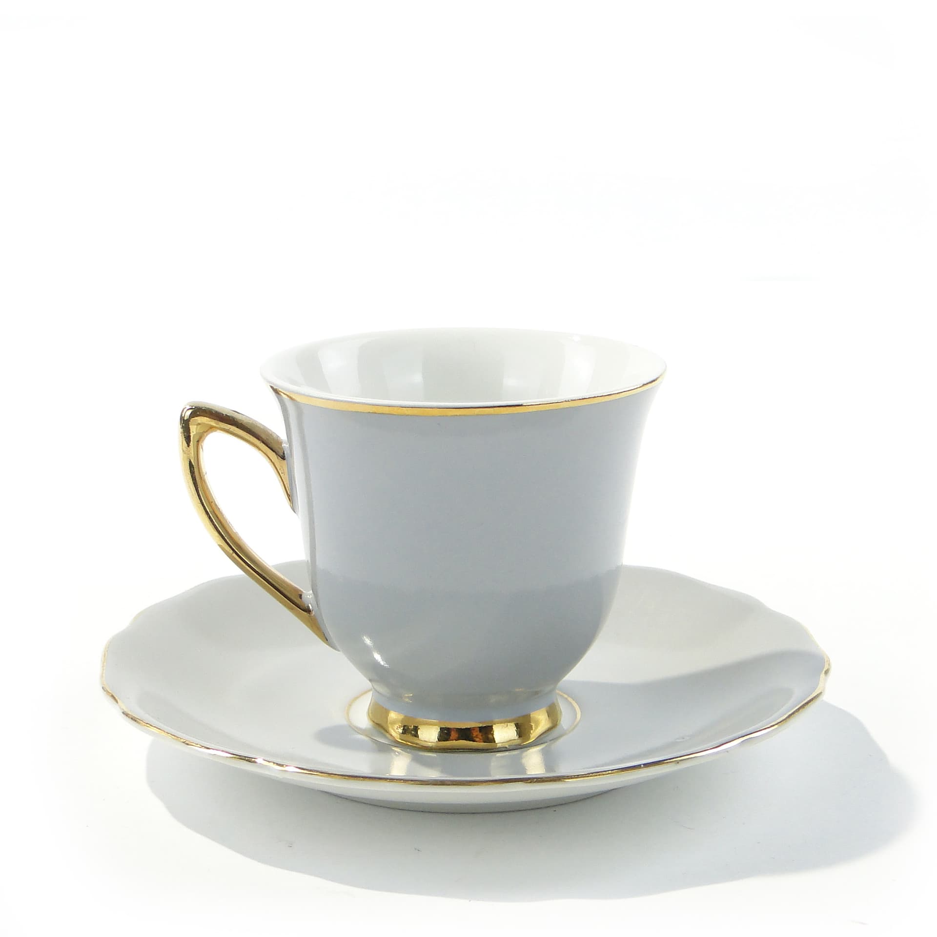 Coffee cup, white porcelain, gold, Rudolf Kämpf, Czechoslovakia, 1950s. - 346580