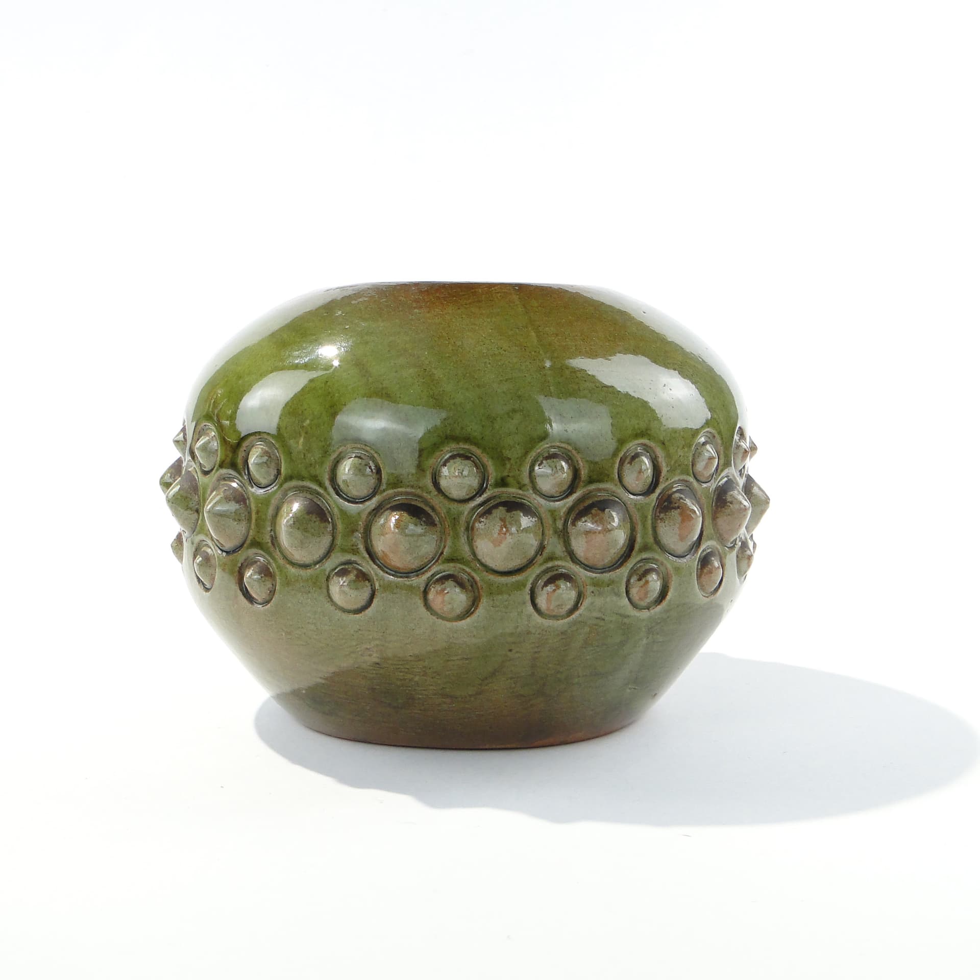 Vase Dinozaur, green brown, ceramics, by J. Sacha, Poland, 1970s - 346588