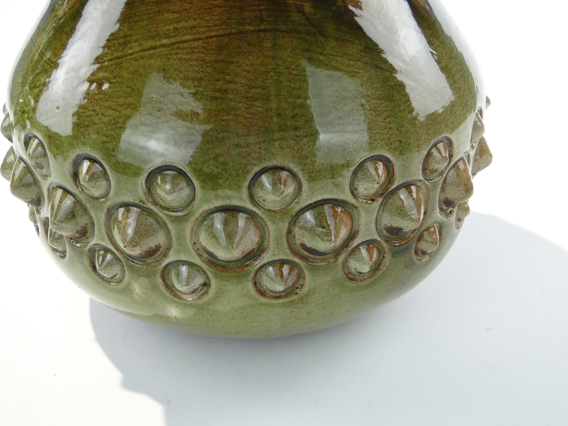 Vase Dinozaur, green brown, ceramics, by J. Sacha, Poland, 1970s - 346594