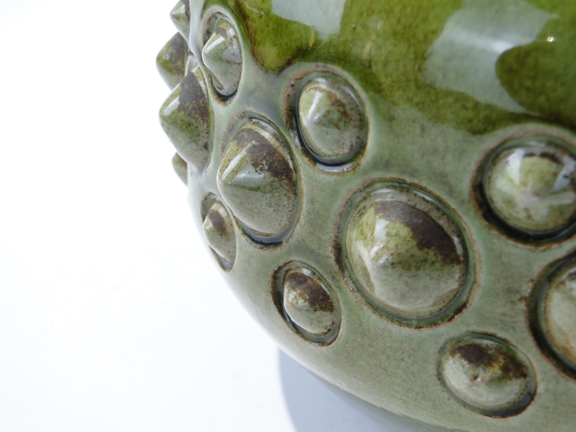 Vase Dinozaur, green brown, ceramics, by J. Sacha, Poland, 1970s - 346591