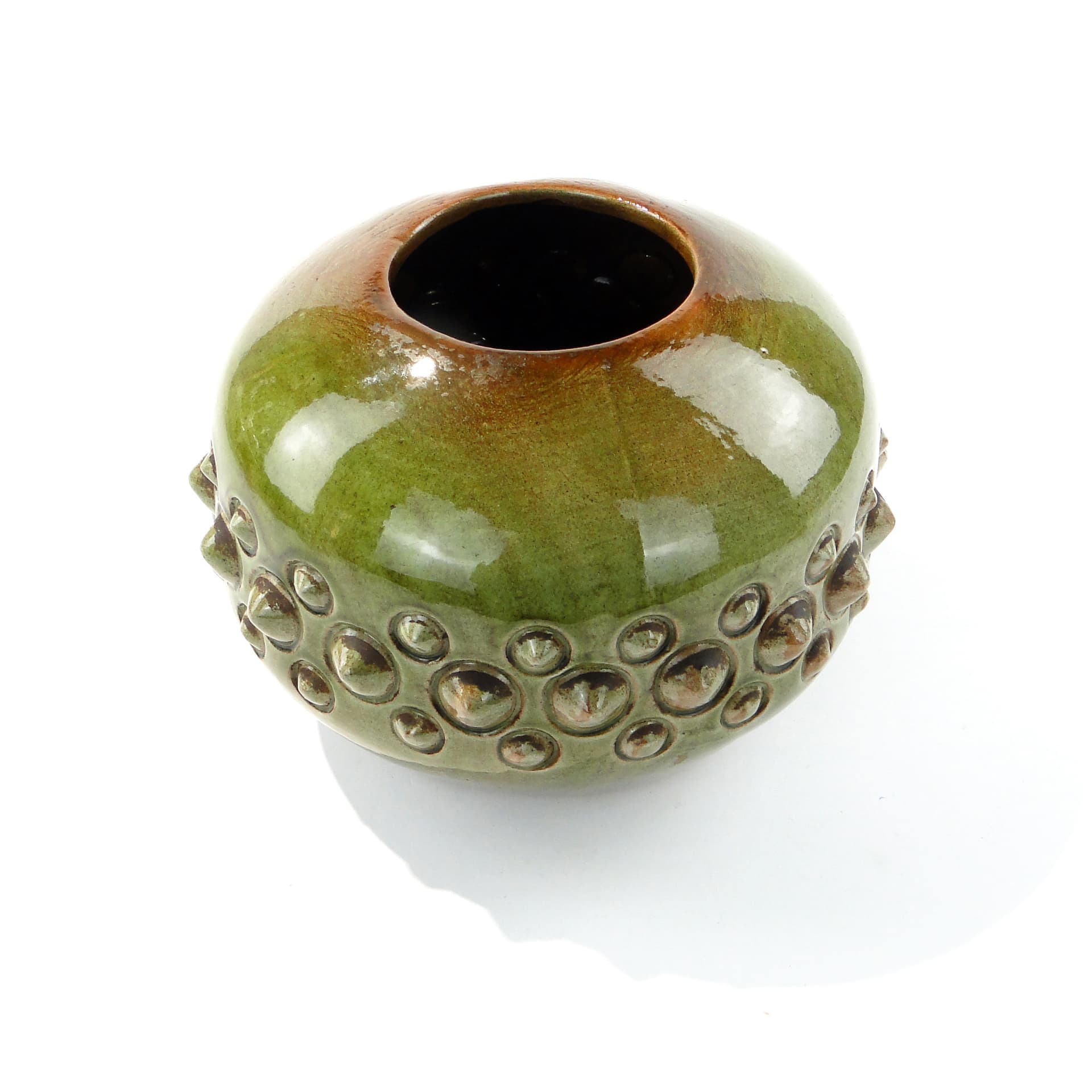 Vase Dinozaur, green brown, ceramics, by J. Sacha, Poland, 1970s - 346589