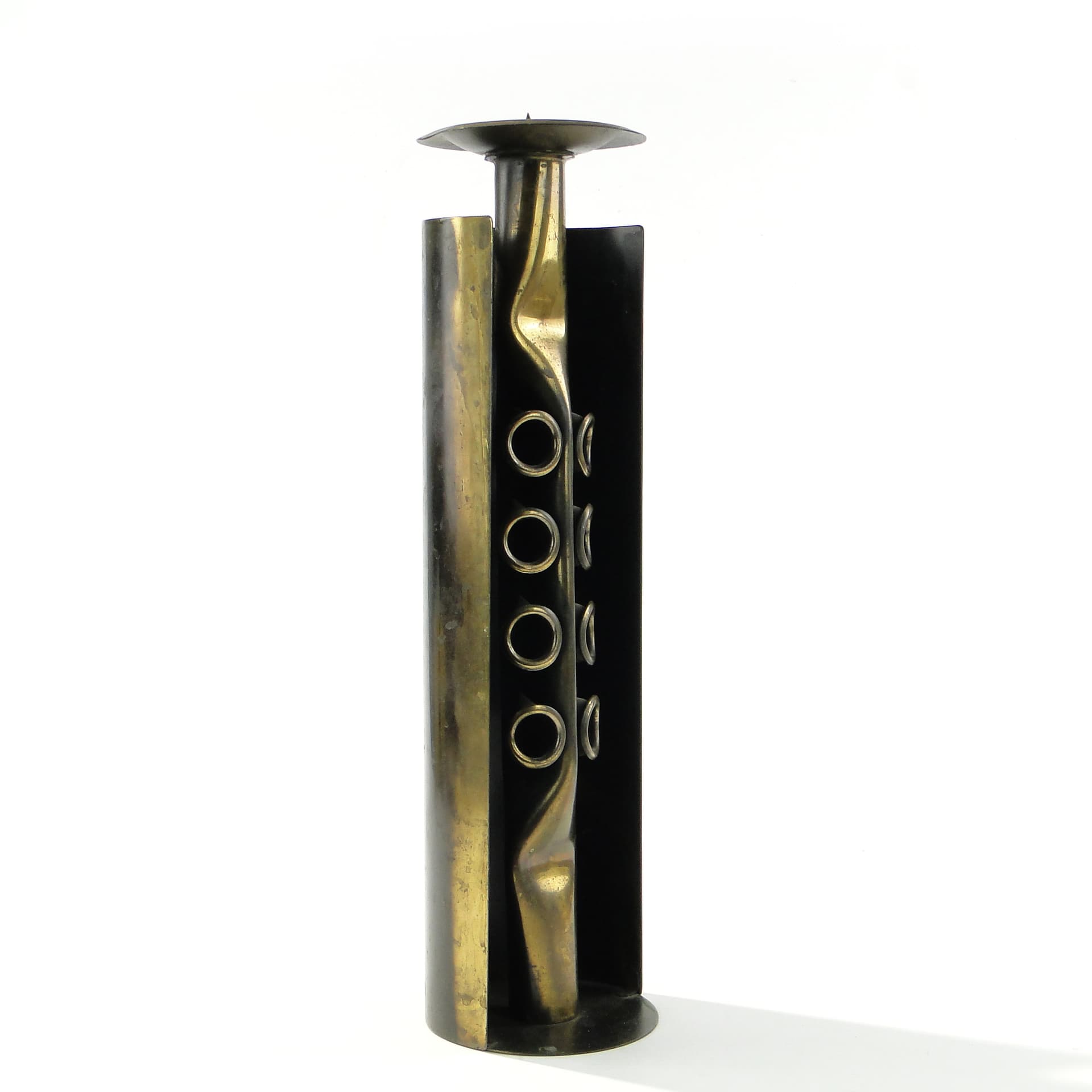 Sculptural candle holder, black patinated steel, by C. Palczewski, Poland, 1970s - 346607