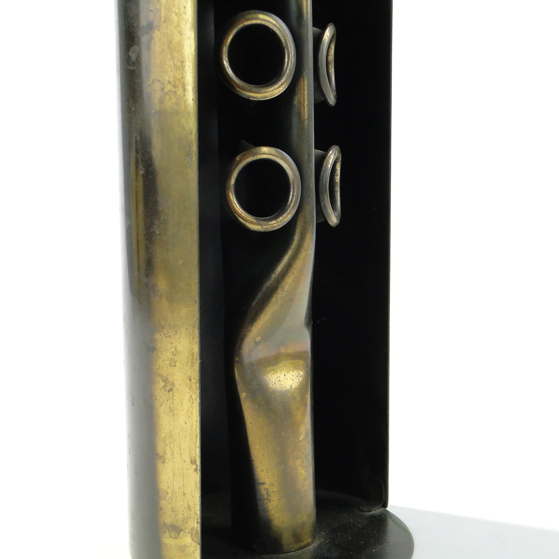 Sculptural candle holder, black patinated steel, by C. Palczewski, Poland, 1970s - 346601