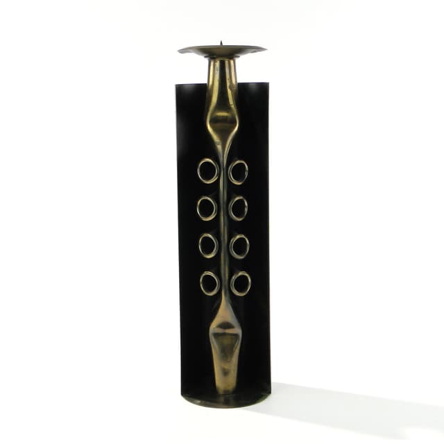 Sculptural candle holder, black patinated steel, by C. Palczewski, Poland, 1970s - DIMENSION