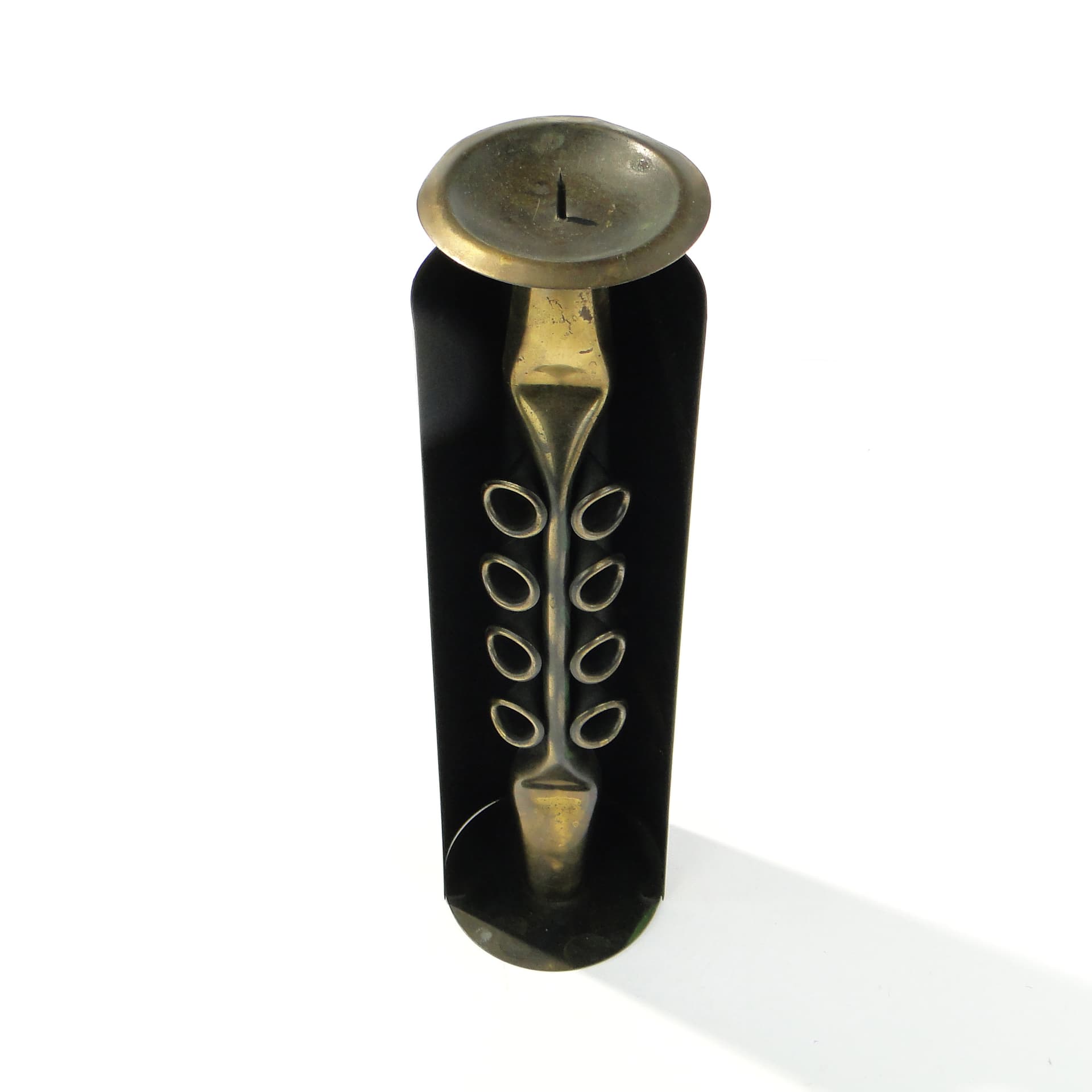 Sculptural candle holder, black patinated steel, by C. Palczewski, Poland, 1970s - 346604