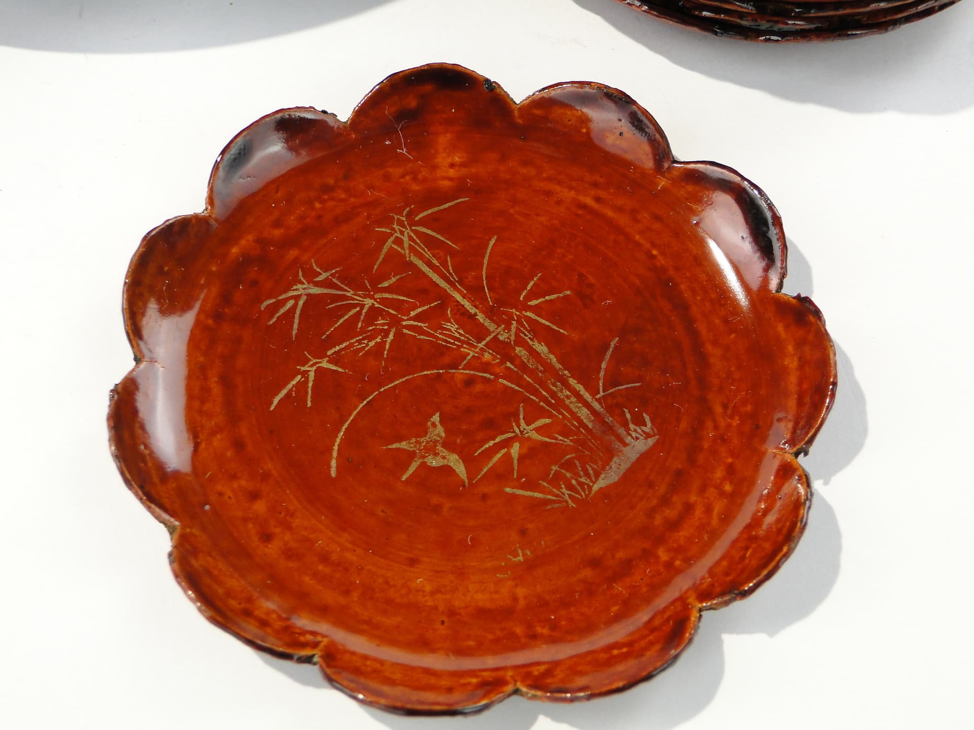 Confectionery set Kashiki-setto, burgundy lacquer gold, wood, Japan, 1950s - 346698