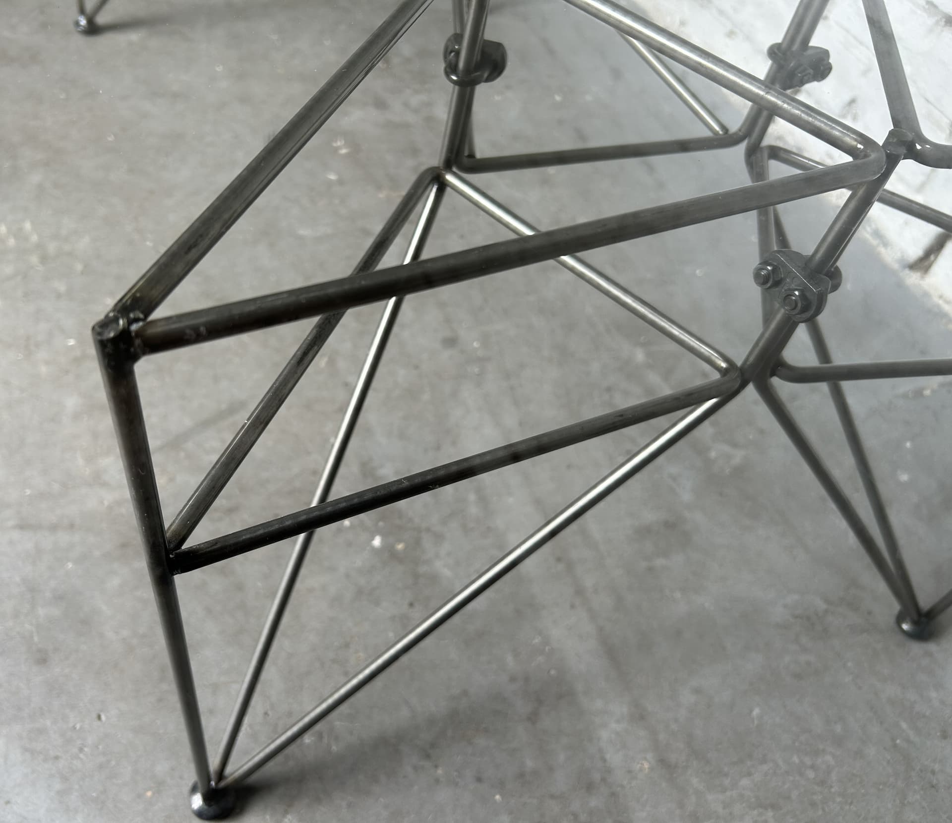 Side table, transparent glass, silver stainless steel, 1980s. - 346705