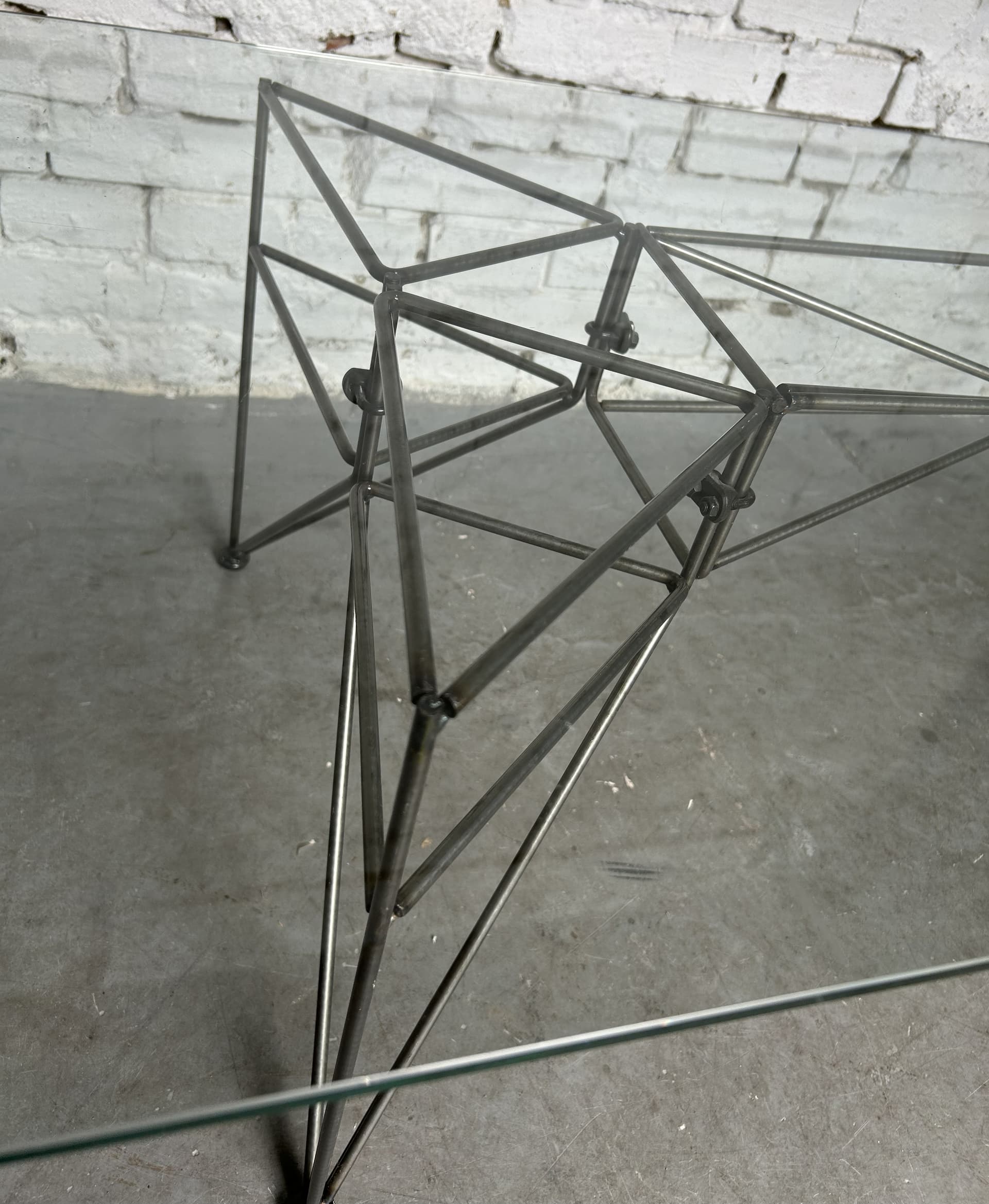 Side table, transparent glass, silver stainless steel, 1980s. - 346707